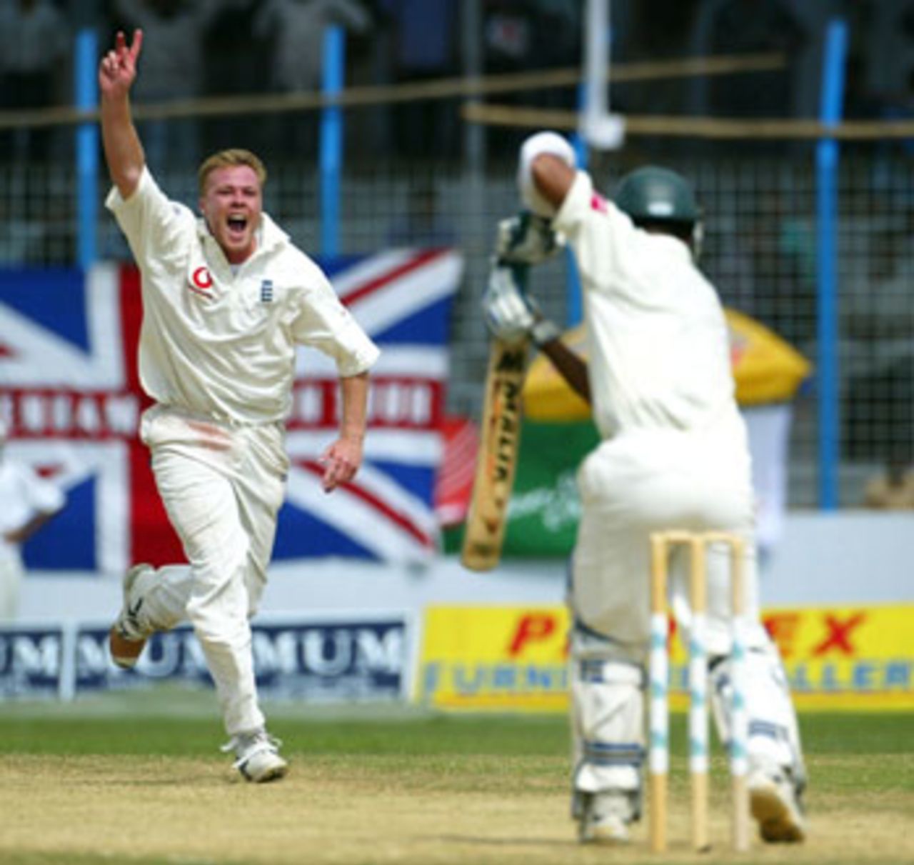 Martin Saggers of England celebrates dismissing of Mushfiqur Rahman, Bangladesh v England, 2nd Test, Chittagong, October 31, 2003