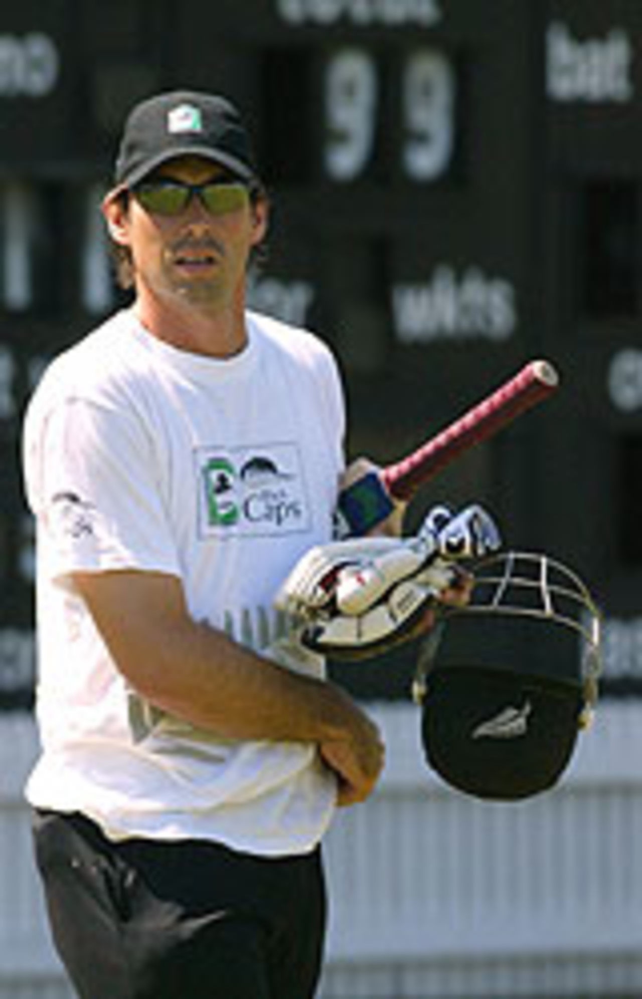 Stephen Fleming on his way back from nets