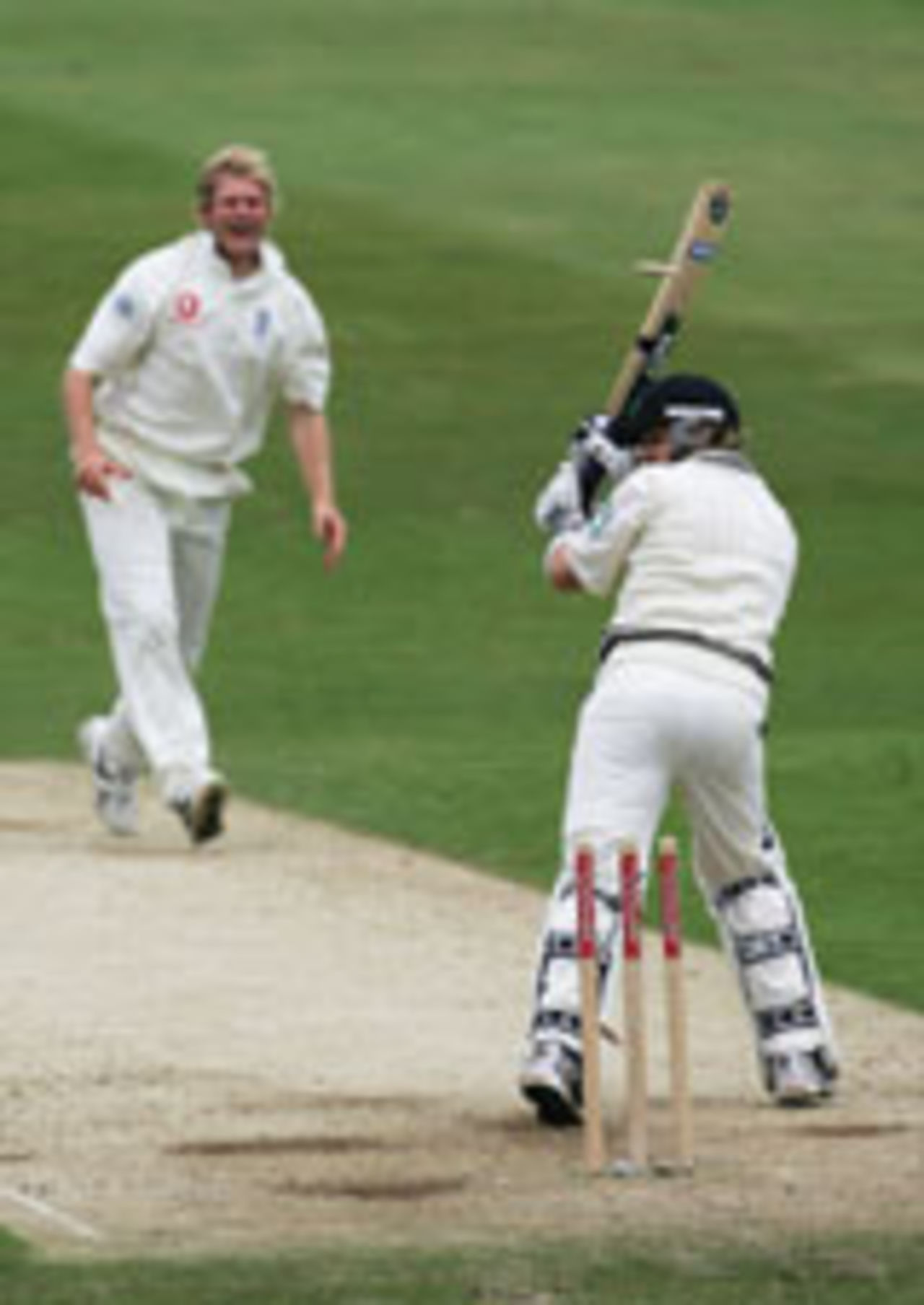 Brendon McCullum is bowled by Matthew Hoggard, England v New Zealand, 2nd Test, Headingley, June 5, 2004