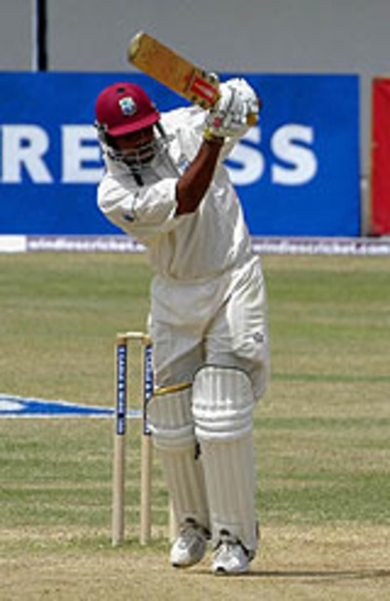 Ramnaresh Sarwan drives Tareq Aziz, West Indies v Bangadesh, 2nd Test, Jamaica, 3rd day, June 6, 2004