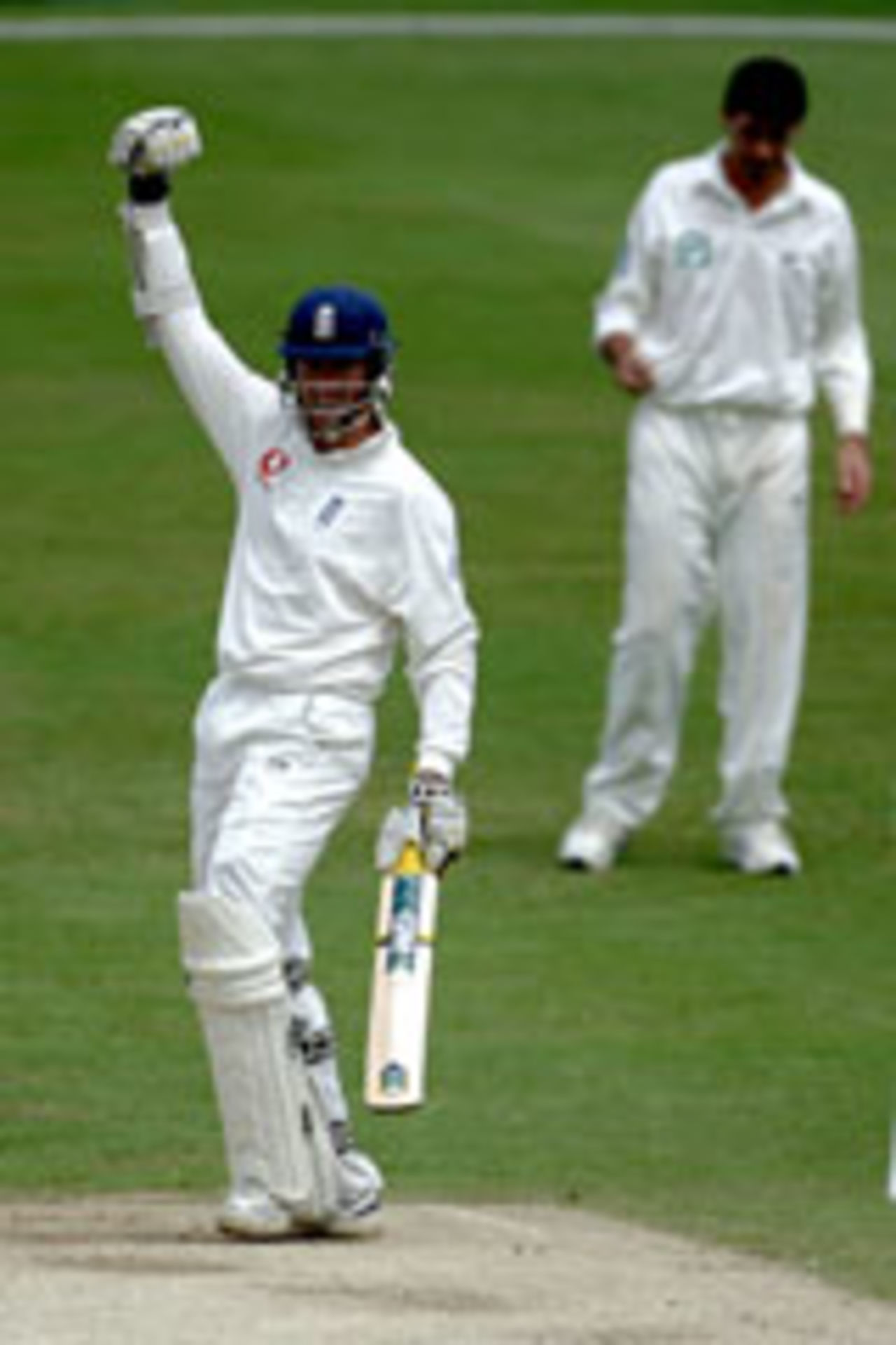 Marcus Trescothick celebrates the winning runs, England v New Zealand, 2nd Test, Headingley, June 7, 2004