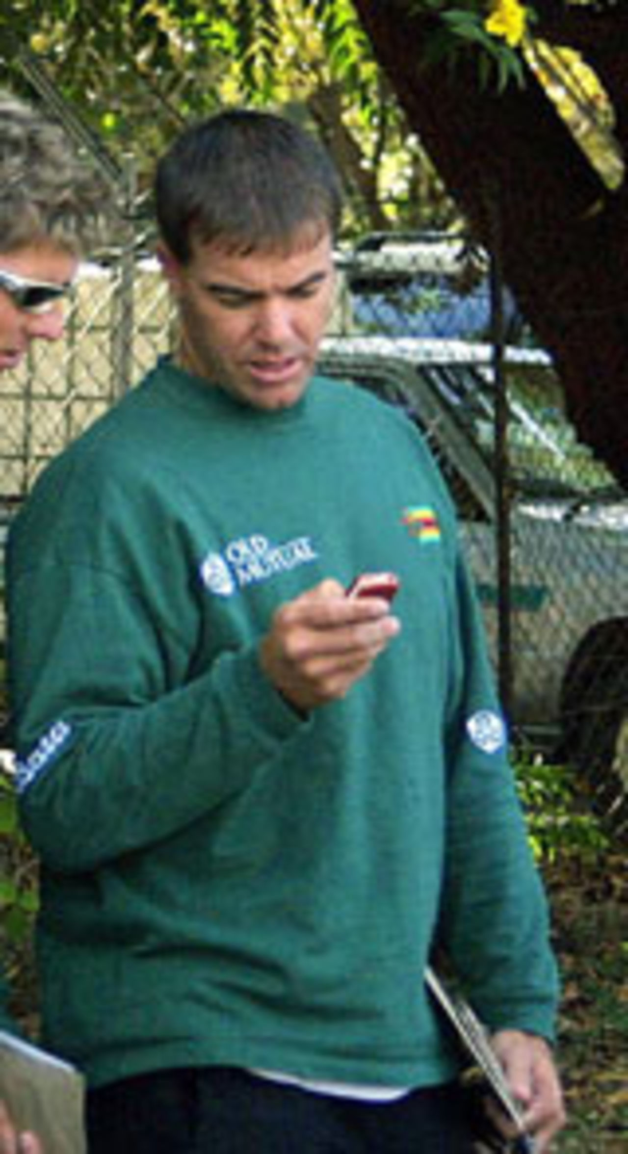 Heath Streak on his mobile phone, Harare, May 20, 2004
