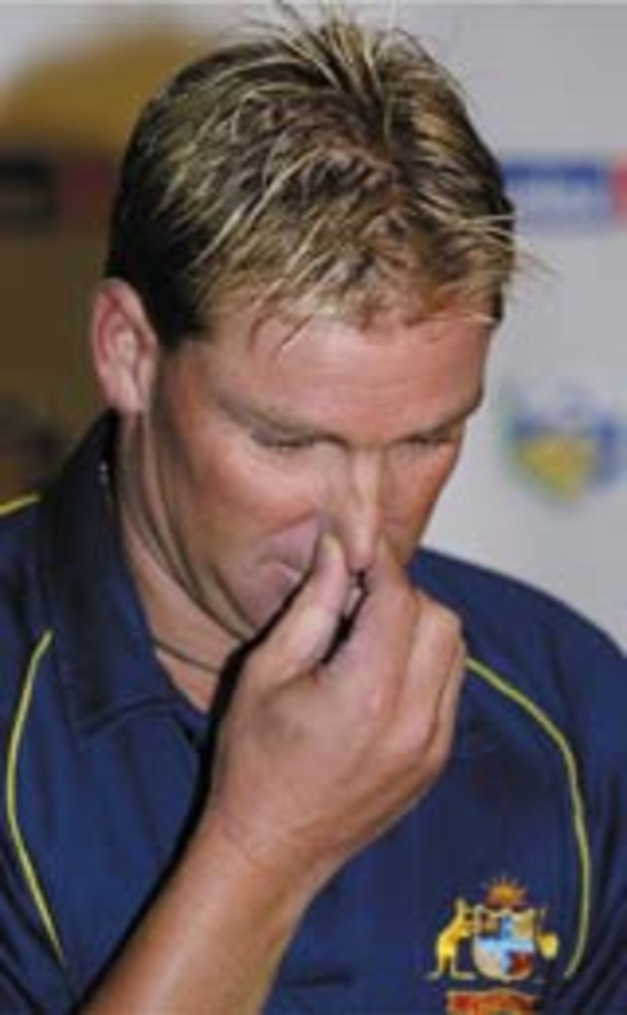 Shane Warne looks worried, June 9, 2004