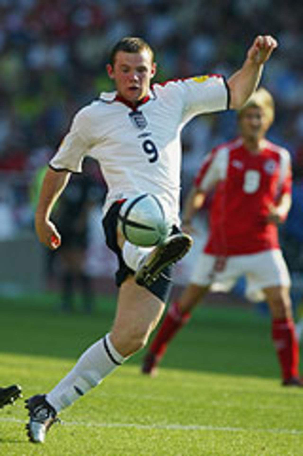 Wayne Rooney playing for England at Euro 2004