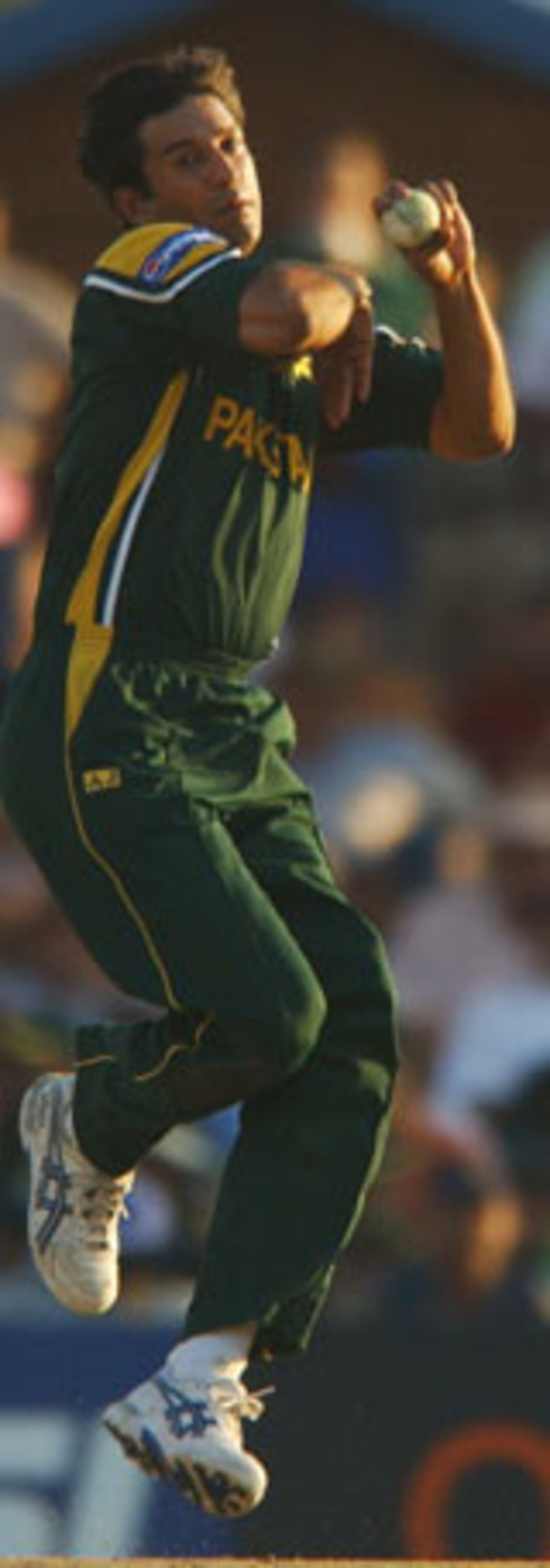 Wasim Akram bowls, ICC Cricket World Cup 2003