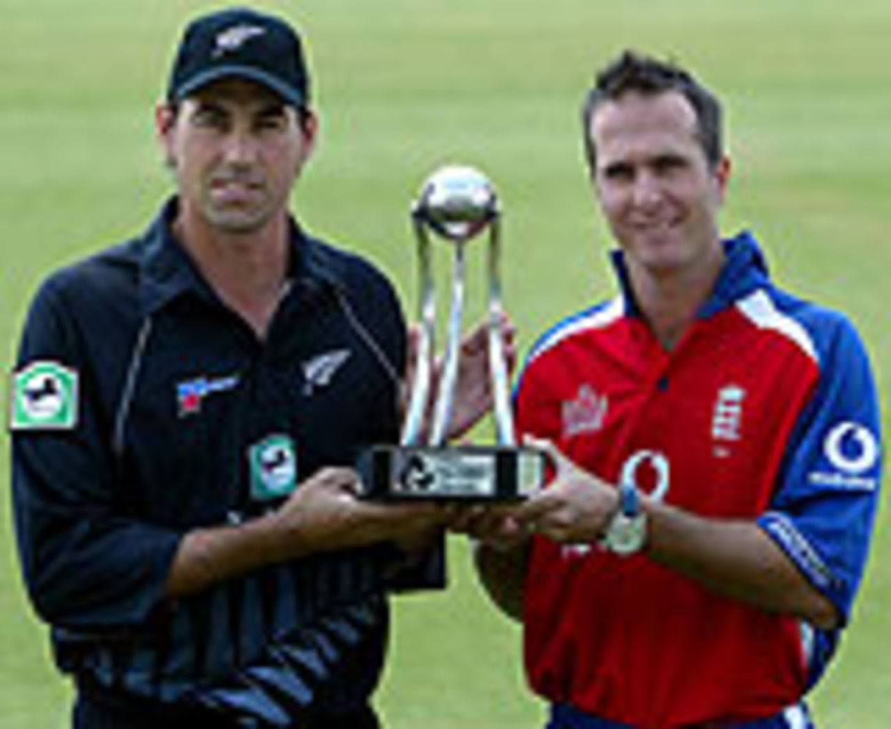 Stephen Fleming & Michael Vaughan with NatWest Series trophy