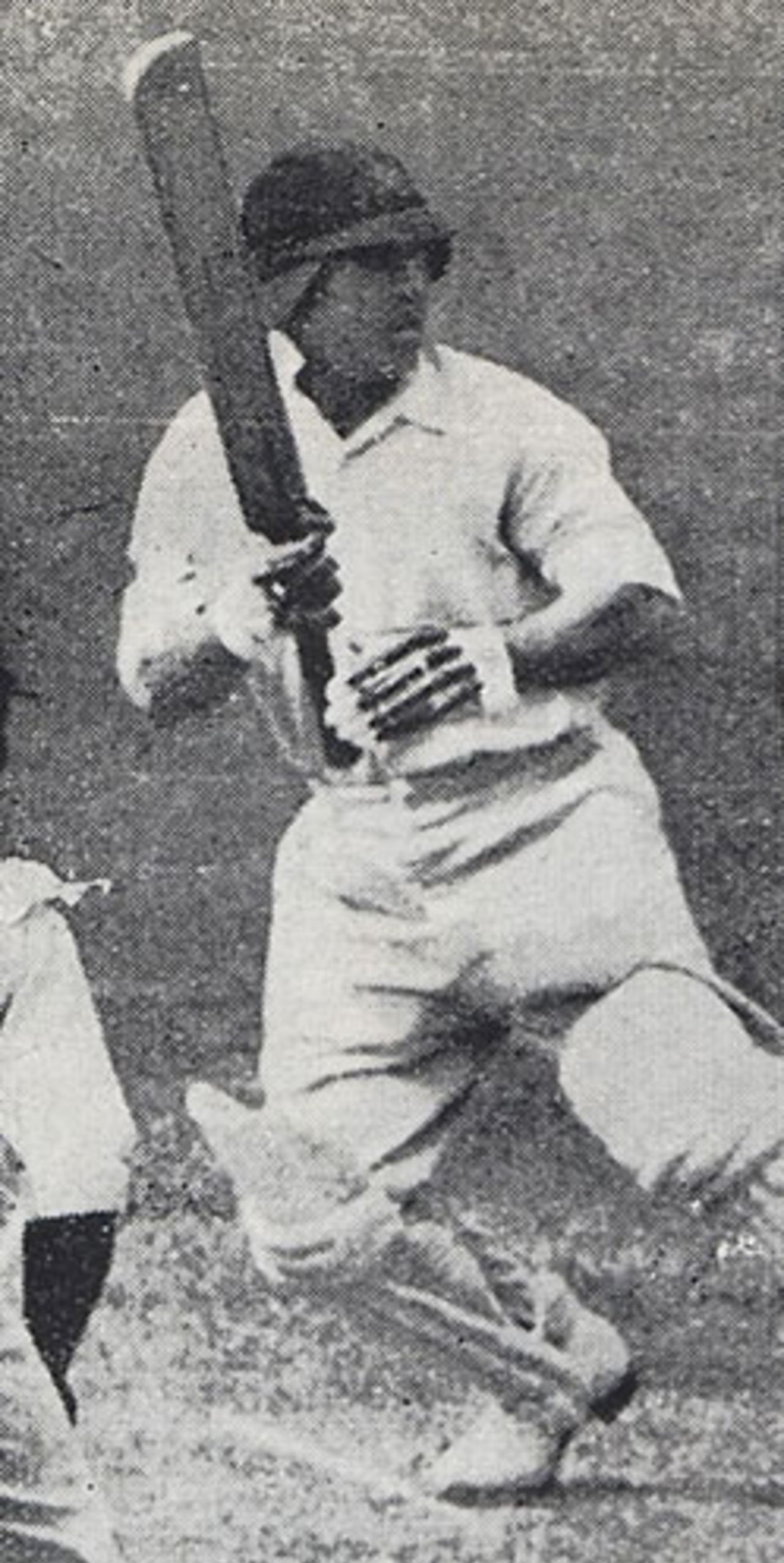 Patsy Hendren batting in a makeshift helmet, MCC v West Indians, Lord's, May 23, 1933