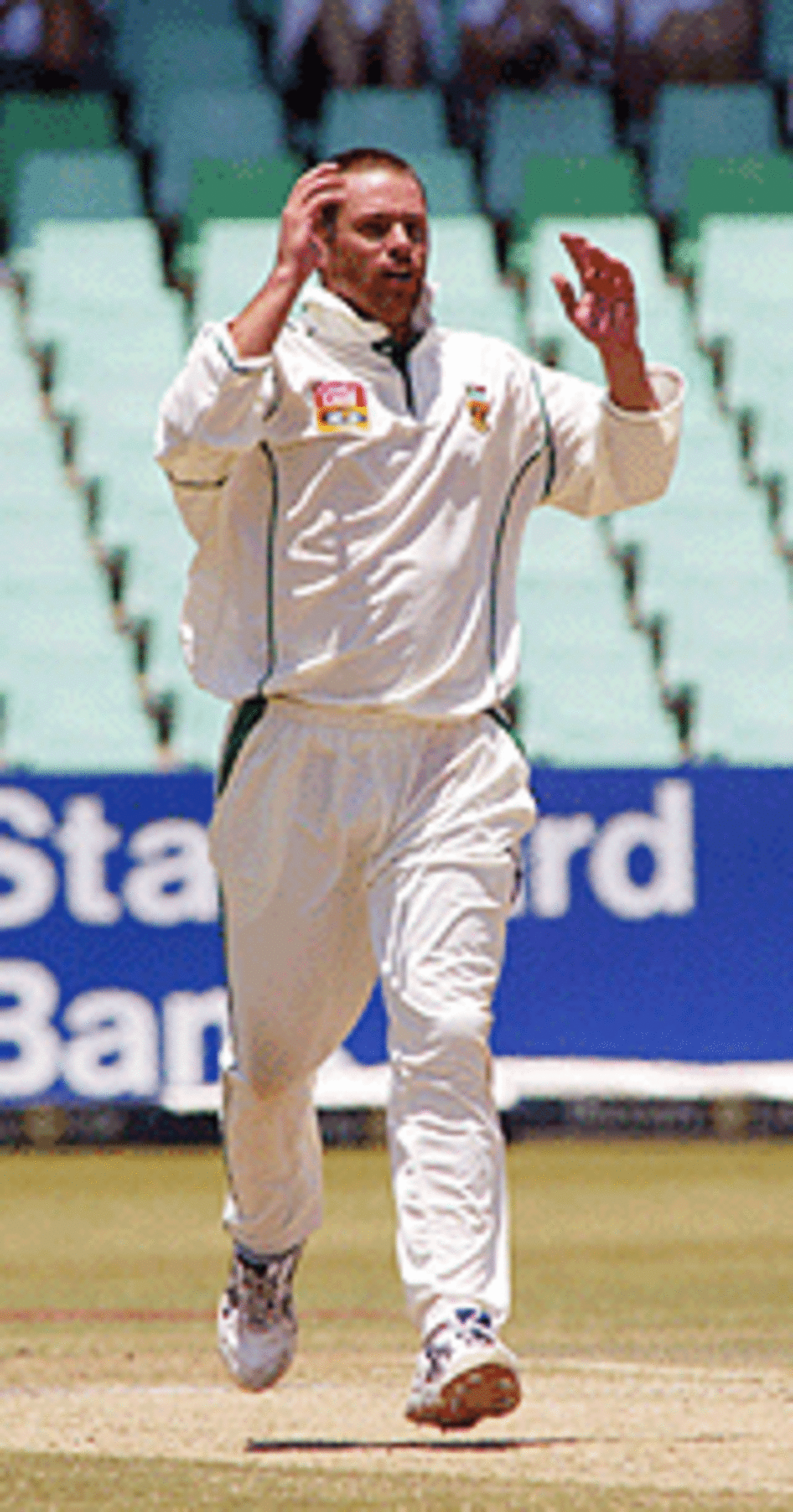 Andrew Hall celebrates a wicket, South Africa v West Indies, 2nd Test, Durban, 4th day, December 29, 2003