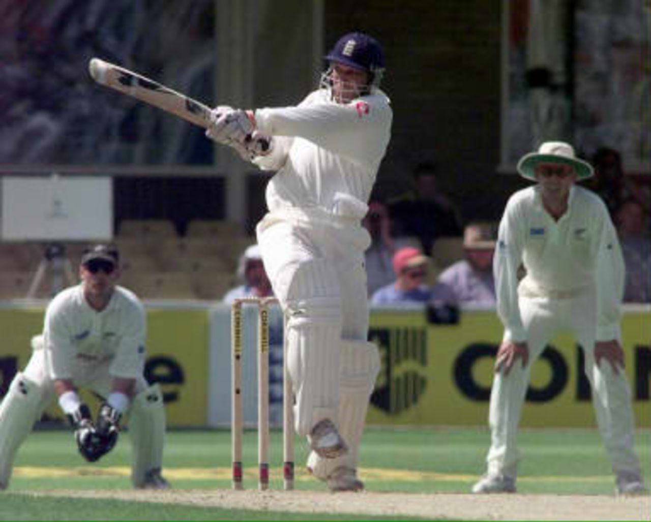 Mark Butcher hooks Doull for 4 New Zealand in England, 1999, 1st Test, England v New Zealand, Edgbaston, Birmingham, 3 July 1999.