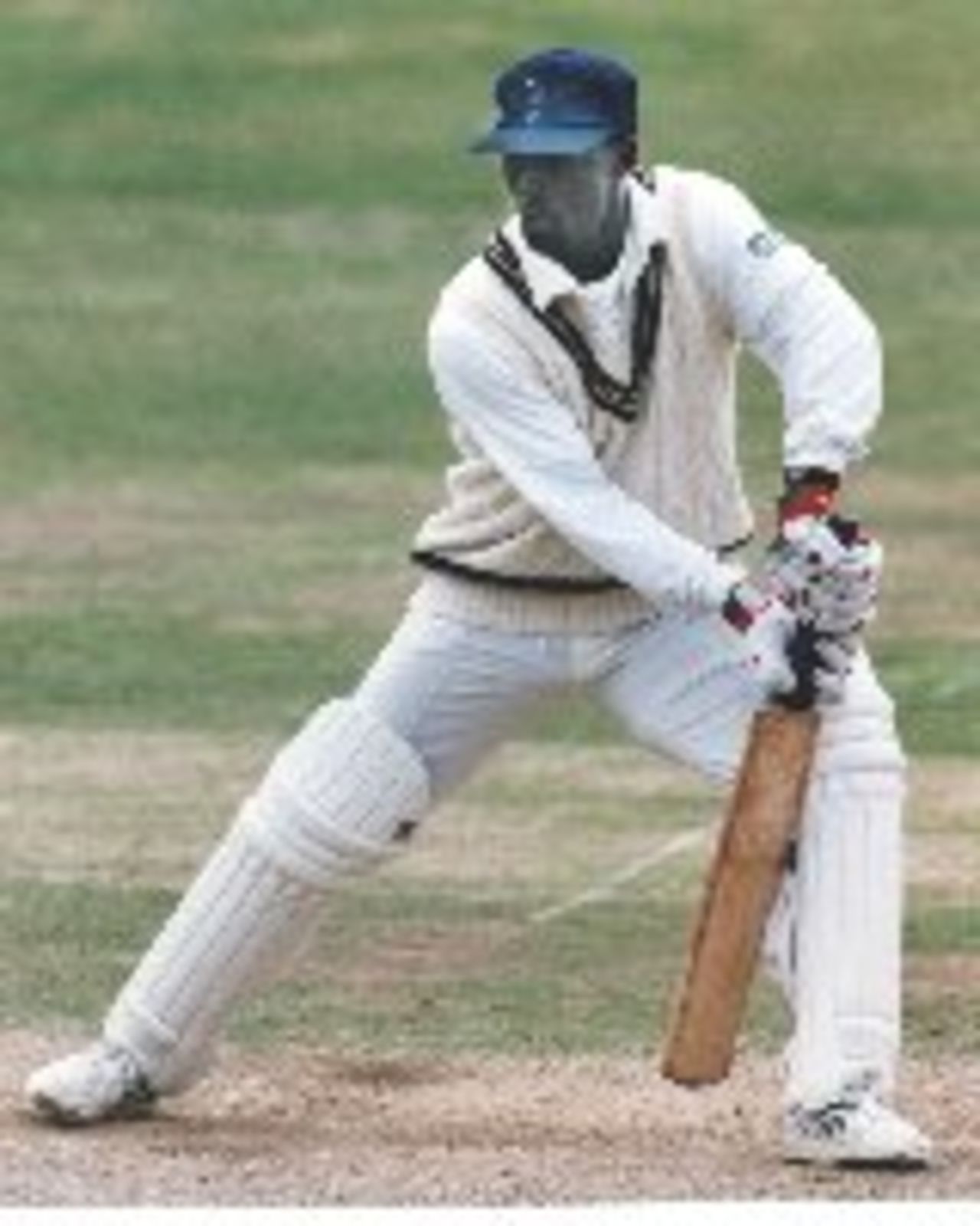 Hamish Anthony plays a forward defensive stroke