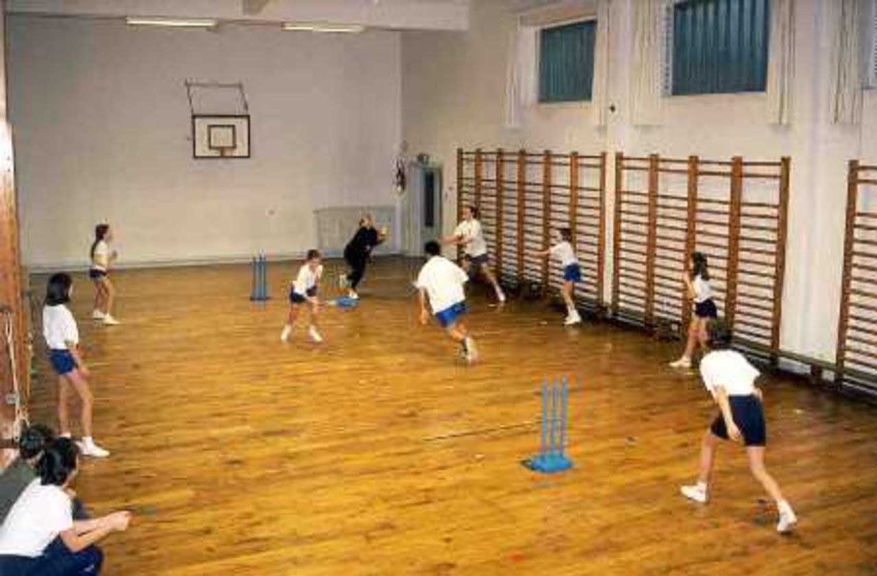 Belgium children playing Kwik Cricket at Mechelen