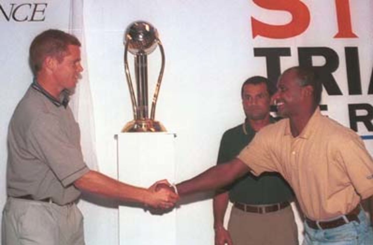 South African cricket captain Shaun Pollock during a press conference in Colombo, Sri Lanka on Monday, July. 3, 2000
