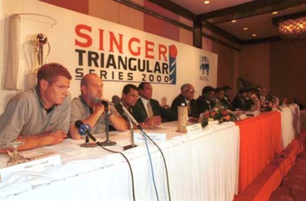 South African cricket captain Shaun Pollock during a press conference in Colombo, Sri Lanka on Monday, July. 3, 2000