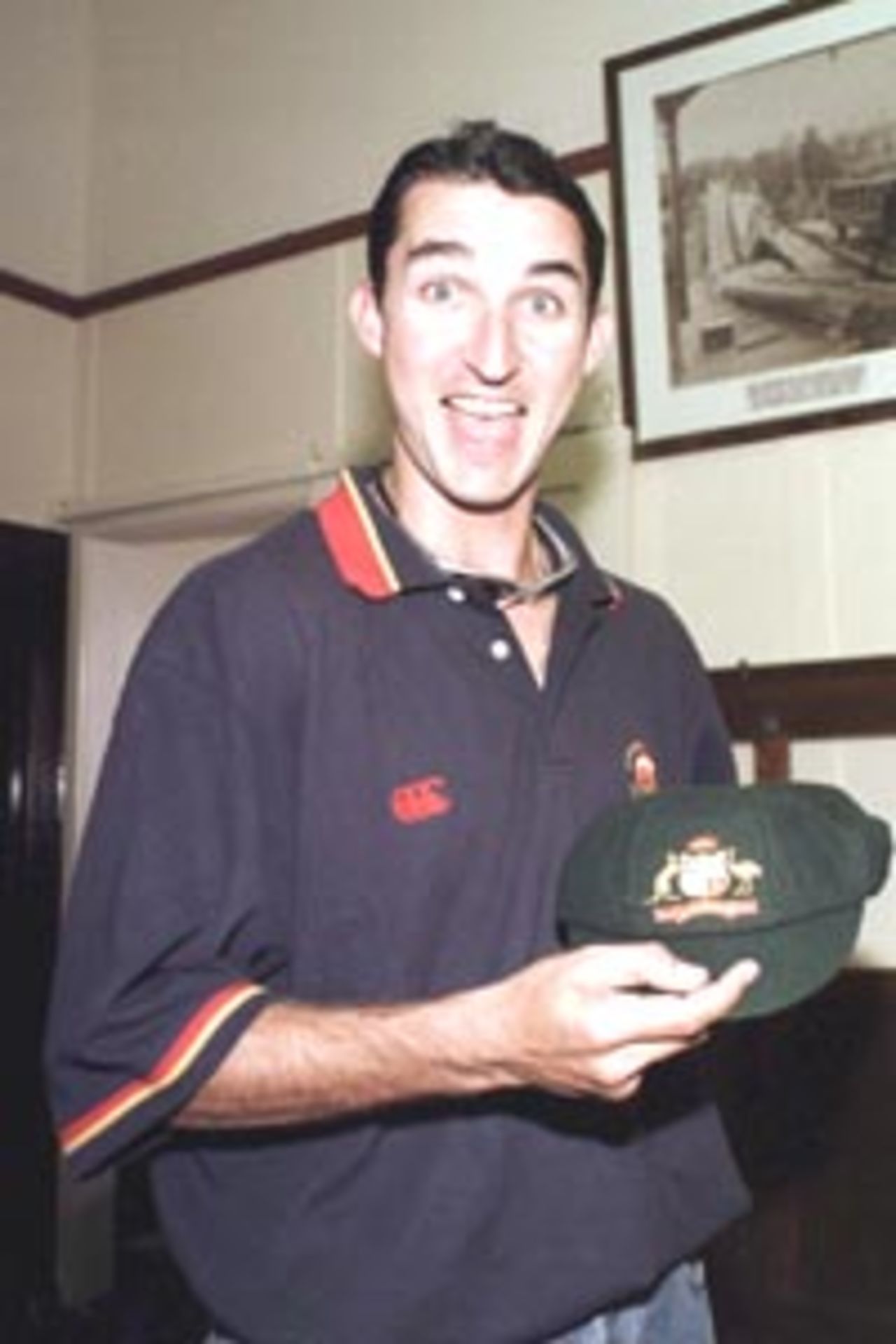 26 Jan 2000: Jason Gillespie with his baggy green cap