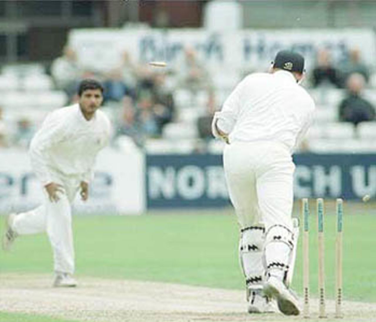 Sourav Ganguly clean bowls Steve Titchard, PPP healthcare County Championship Division One, 2000, Derbyshire v Lancashire, County Ground, Derby, 07-10 July 2000 (Day 1).