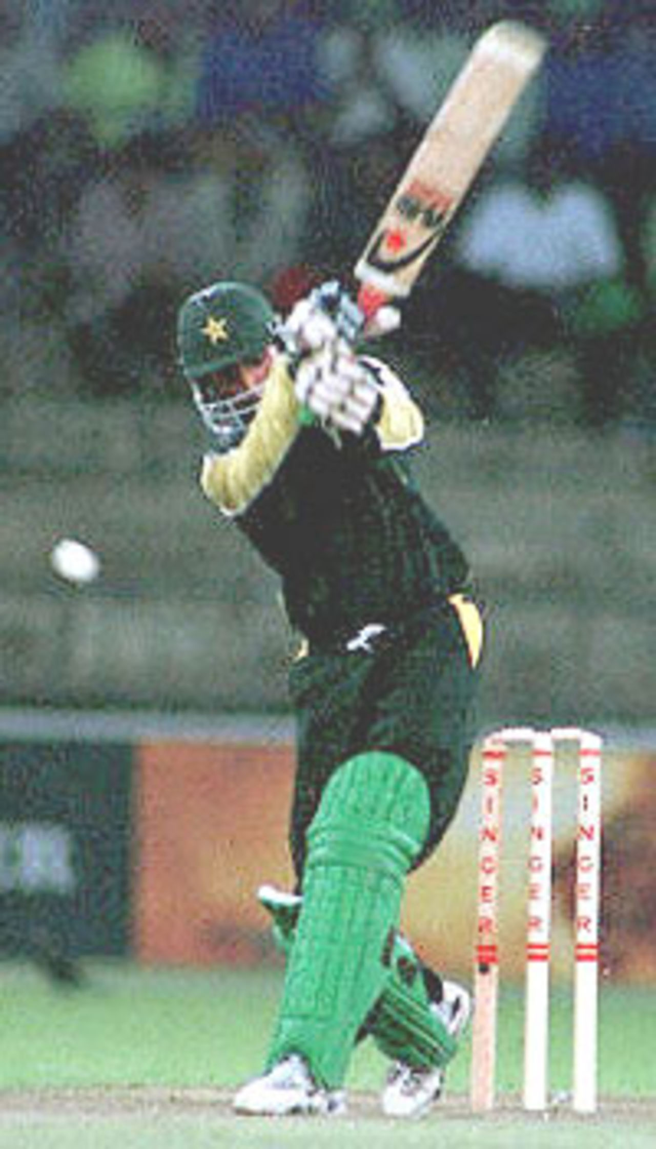Pakistan batsman Imran Nazir in action in the match against South Africa in the Singer Triangular series in the Sri Lankan capital of Colombo. Pakistan were set a target of 242 to win. Singer Triangular Series, 2000, 3rd Match, Pakistan v South Africa, R.Premadasa Stadium, Khettarama, Colombo, 8 July 2000.
