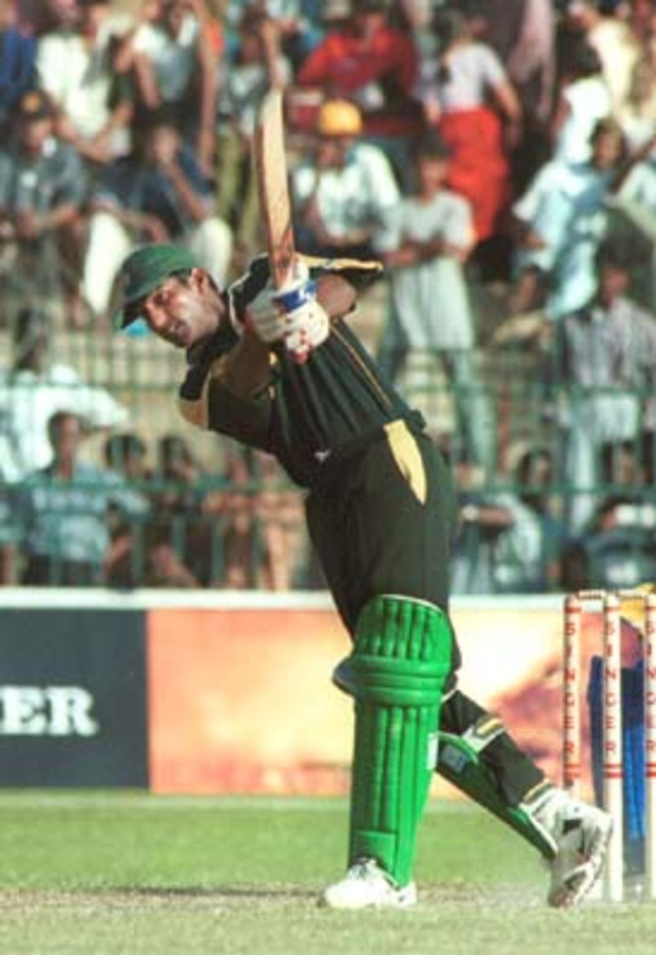 Yousuf Youhana steps out to drive the ball, Singer Triangular Series, 2000, 4th Match, Sri Lanka v Pakistan, R.Premadasa Stadium, Khettarama, Colombo, 09 July 2000.