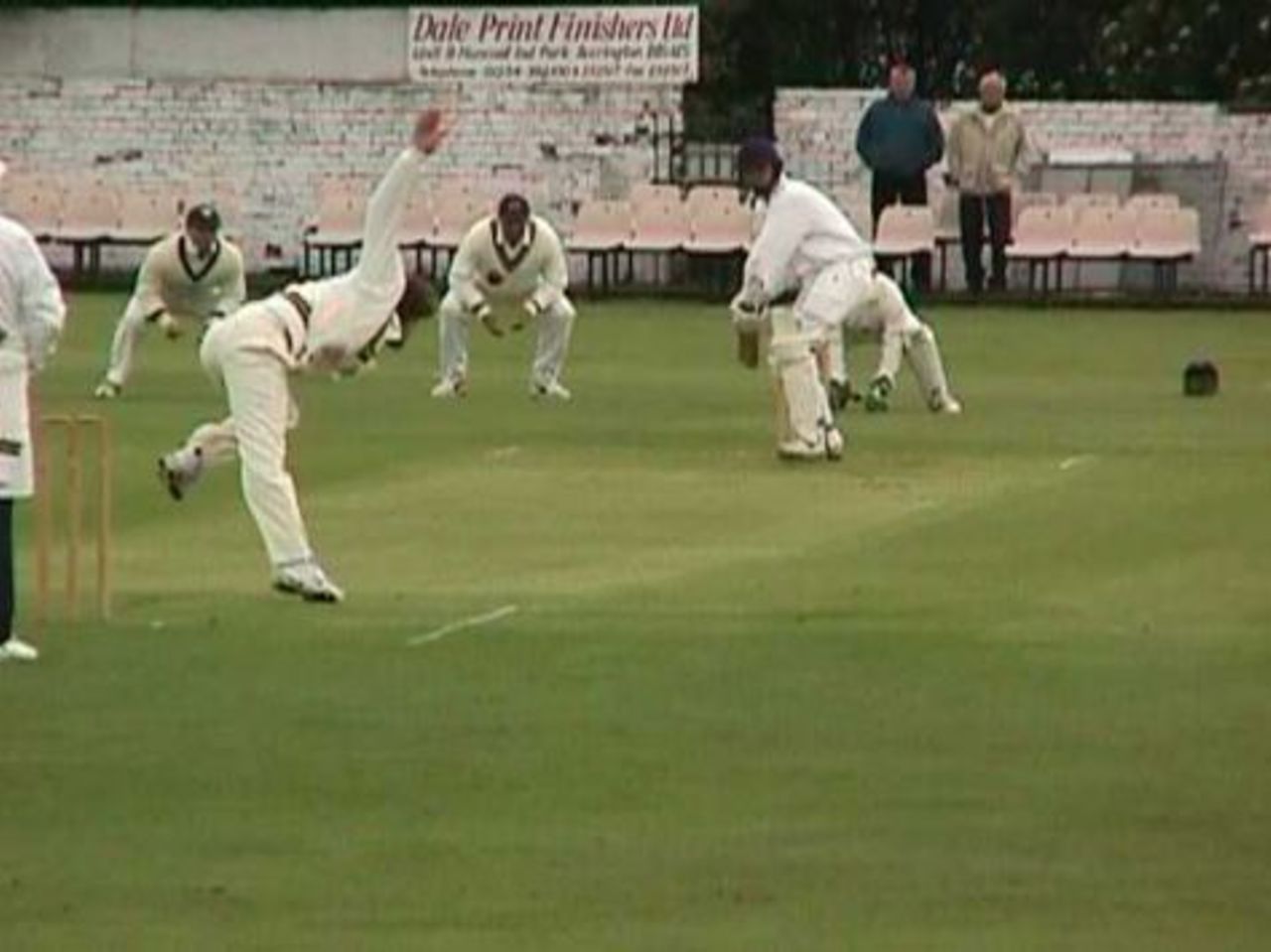Ramsbottom opening bowler Mick Haslam begins his 20 over spell at Thorneyholme Road with a delivery to Accrington opener Wayne Roberts