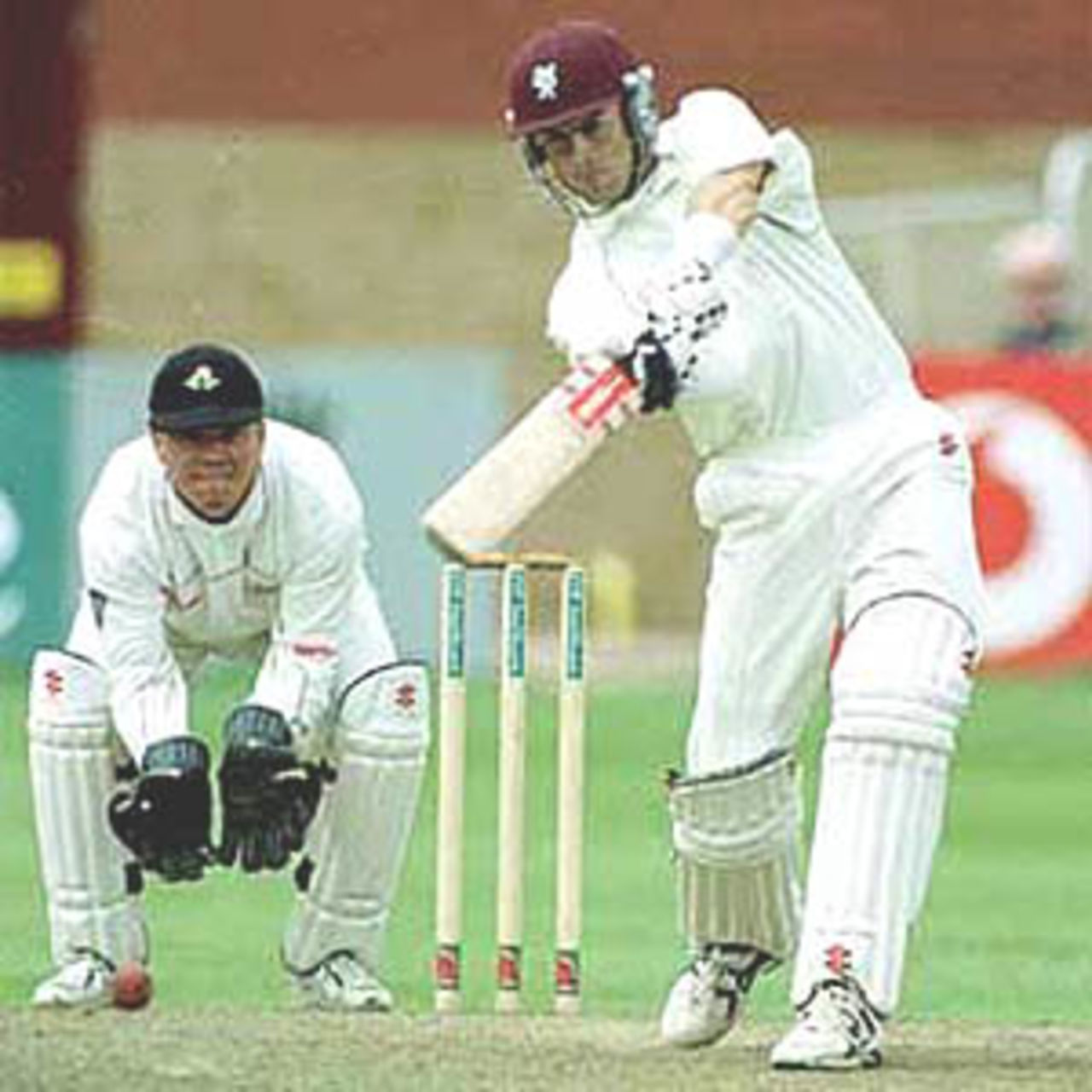 Jamie Cox plays a powerful drive through the off side, PPP healthcare County Championship Division One, 2000, Somerset v Lancashire, County Ground, Taunton, 12-15 July 2000(Day 2).
