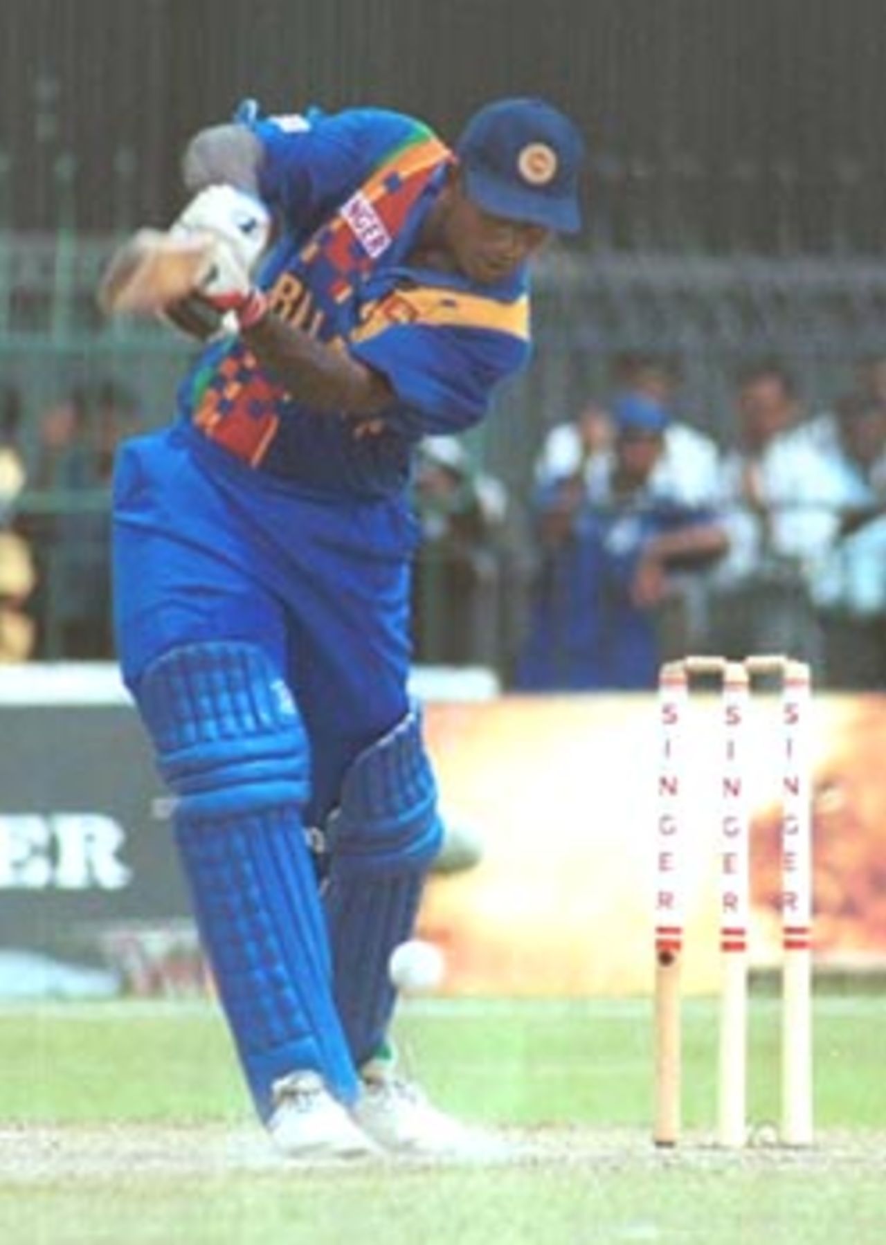 Gunawardene driving the ball through the off side. Singer Triangular Series 2000/01, Final, Sri Lanka v South Africa R.Premadasa Stadium, Khettarama, Colombo 14 July 2000
