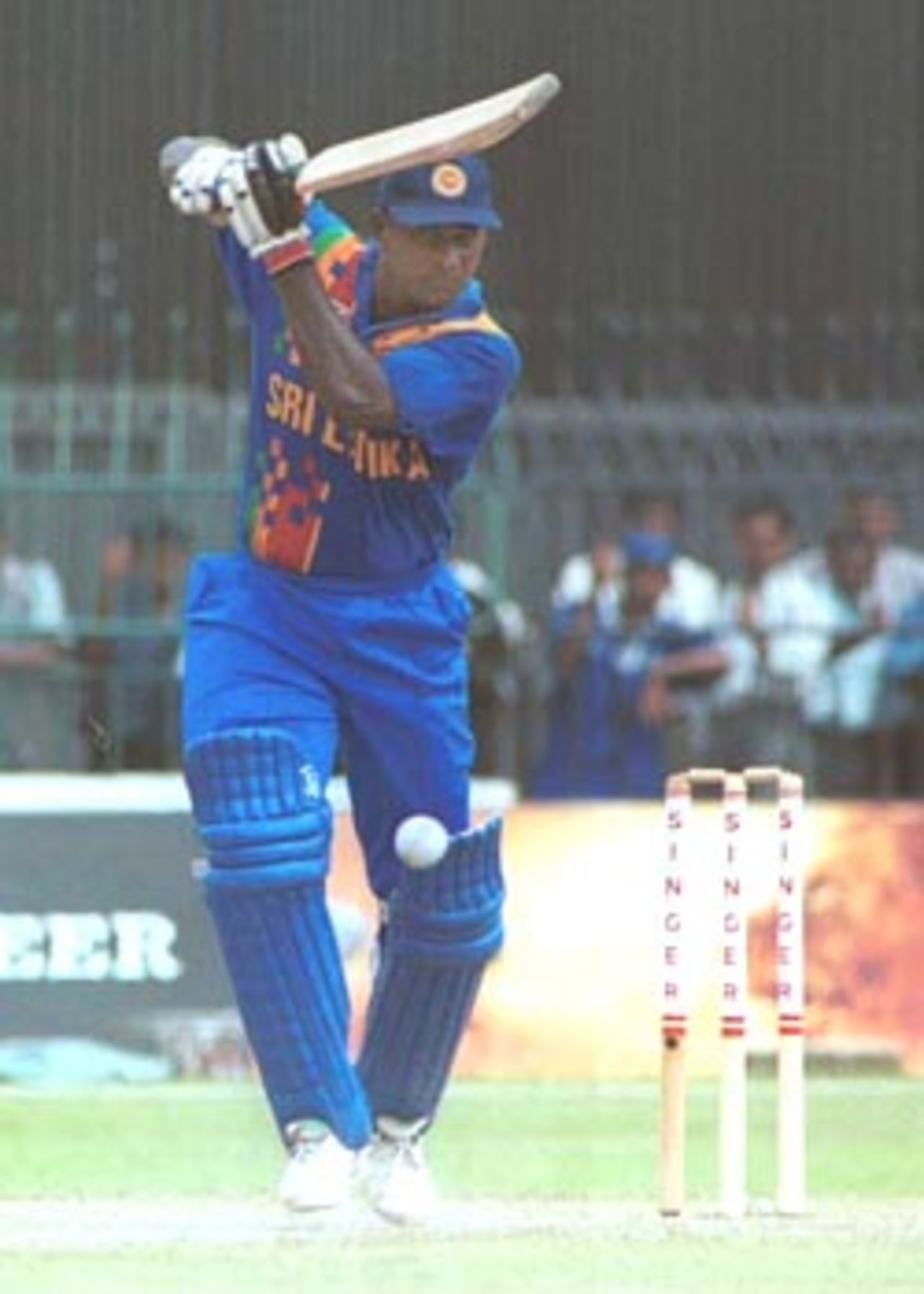 Gunawardene executes a elegant drive through the off side. Singer Triangular Series 2000/01, Final, Sri Lanka v South Africa R.Premadasa Stadium, Khettarama, Colombo 14 July 2000.