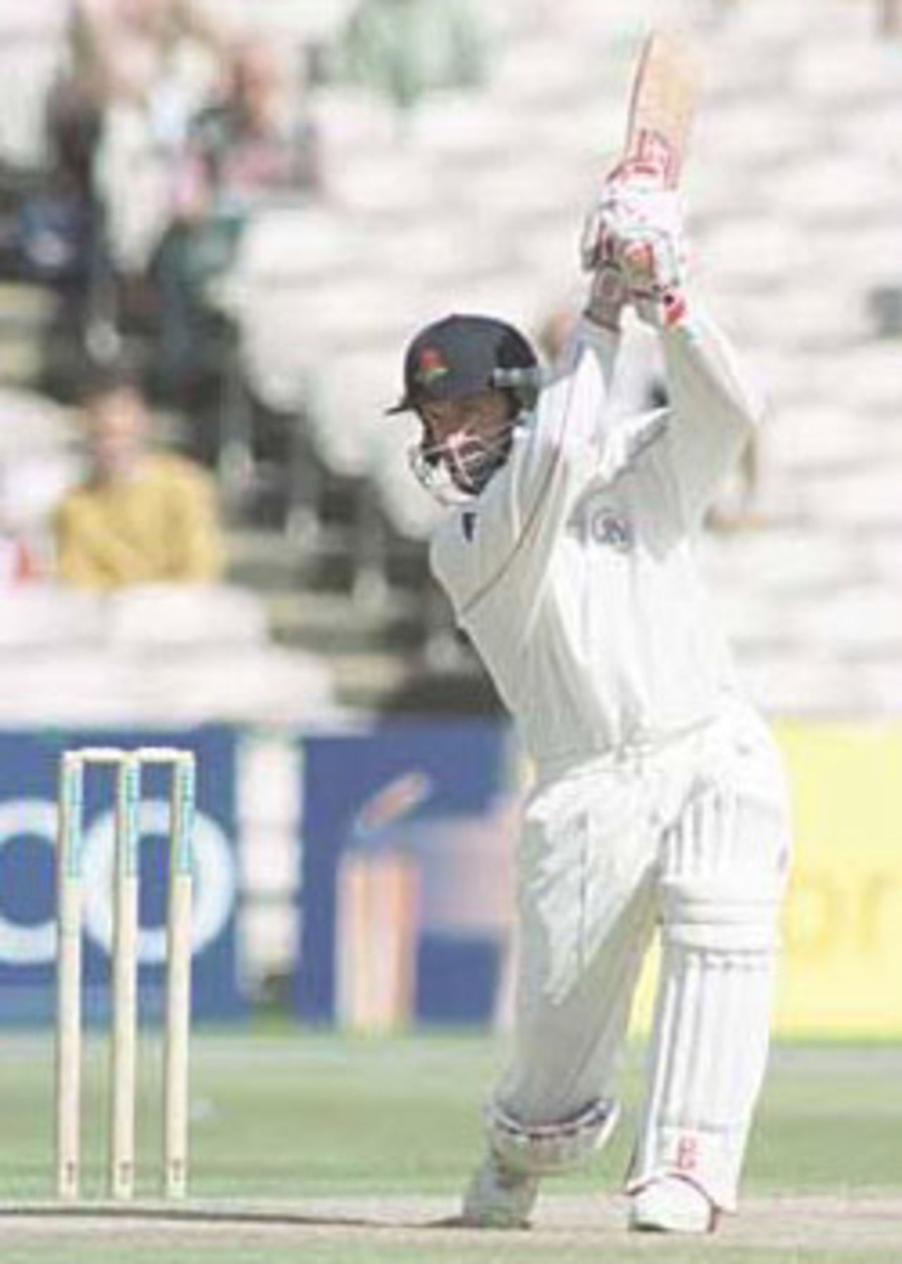 John Crawley cracks a powerful cover drive, PPP healthcare County Championship Division One, 2000, Lancashire v Durham, Old Trafford, Manchester 19-22 July 2000 (Day 2).