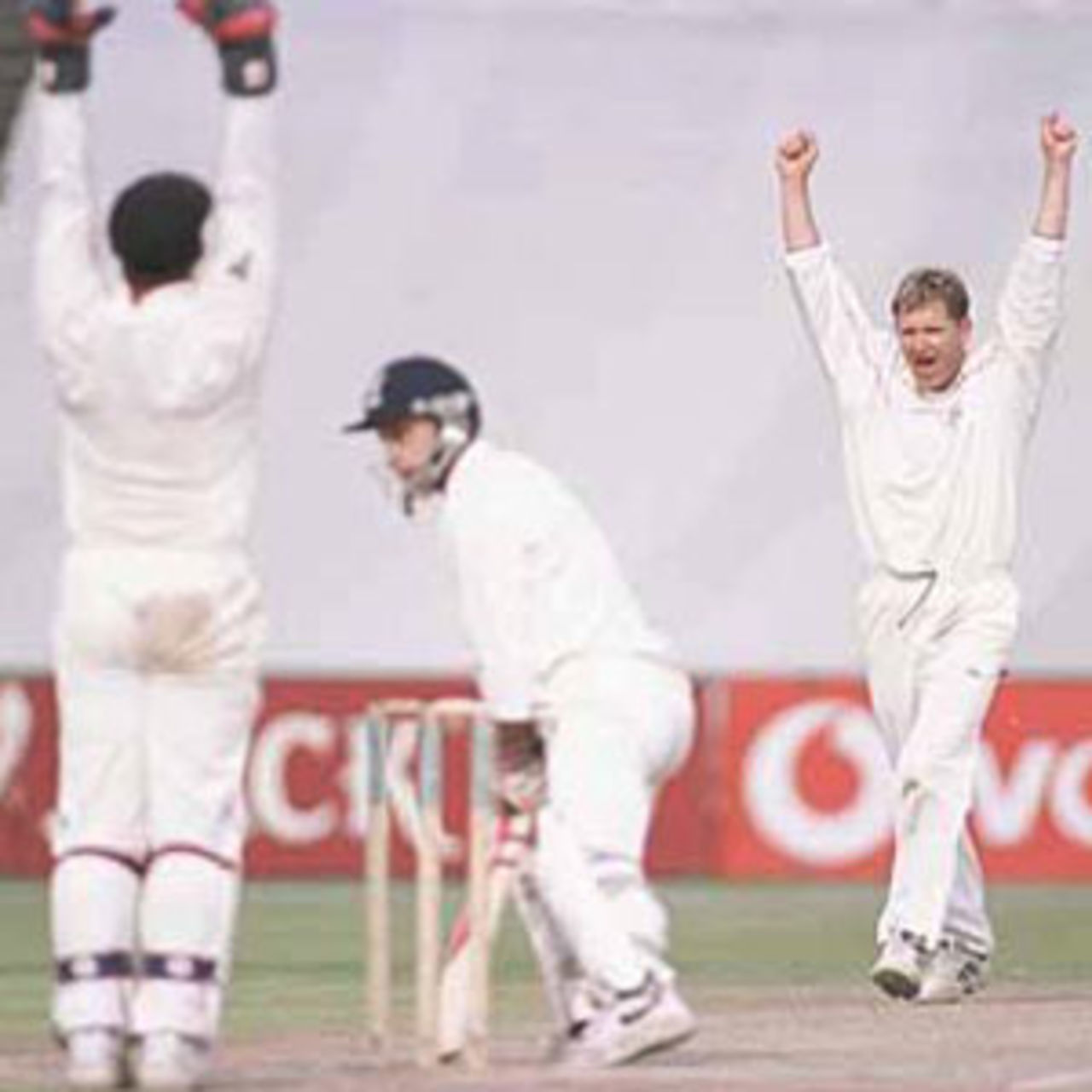 Yates celebrates the fall of Katich, PPP healthcare County Championship Division One, 2000, Lancashire v Durham, Old Trafford, Manchester 19-22 July 2000 (Day 3).