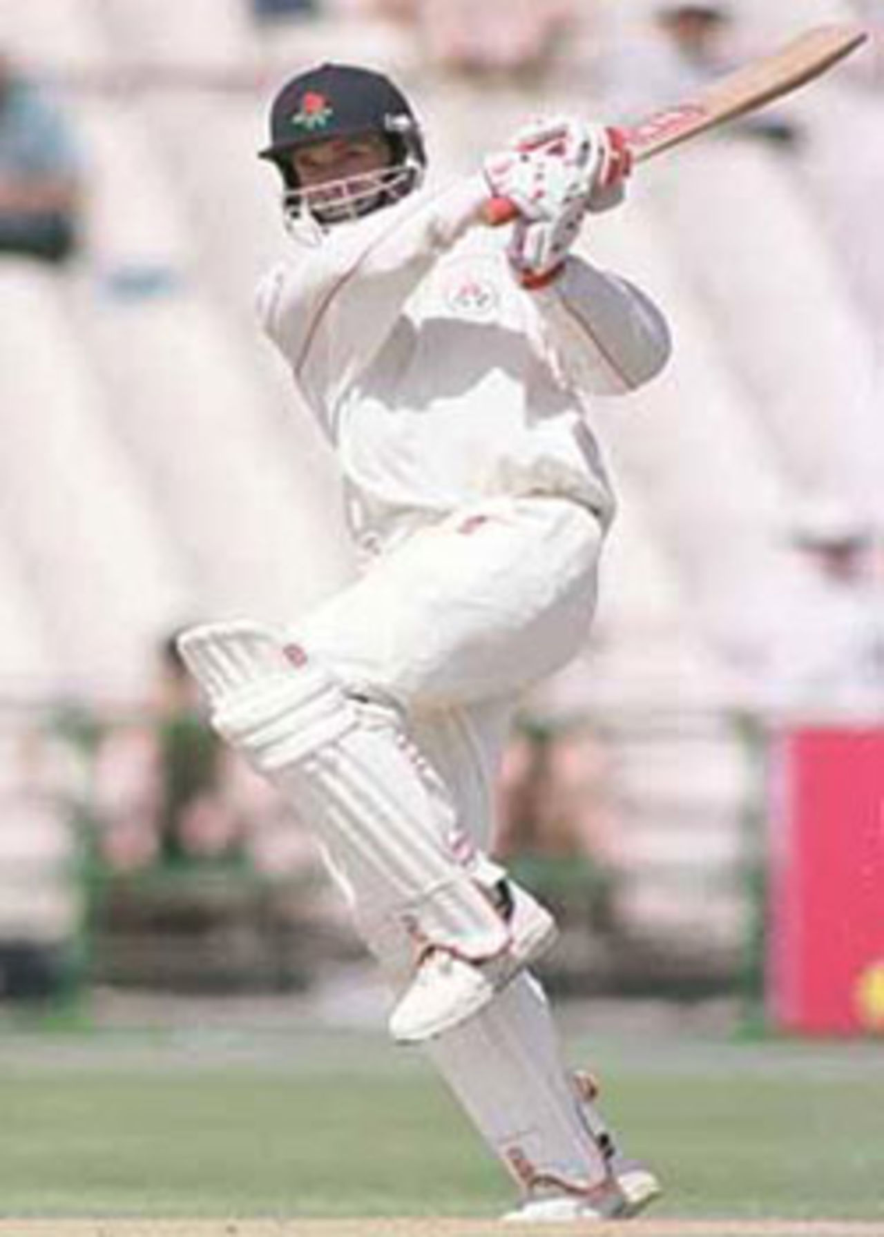 Crawley lifts the ball over midwicket, PPP healthcare County Championship Division One, 2000, Lancashire v Durham, Old Trafford, Manchester 19-22 July 2000 (Day 4).