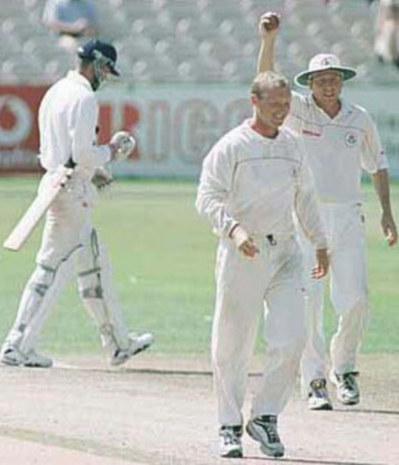 Brown departs after being caught by Atherton off Keedy, PPP healthcare County Championship Division One, 2000, Lancashire v Durham, Old Trafford, Manchester 19-22 July 2000 (Day 4).