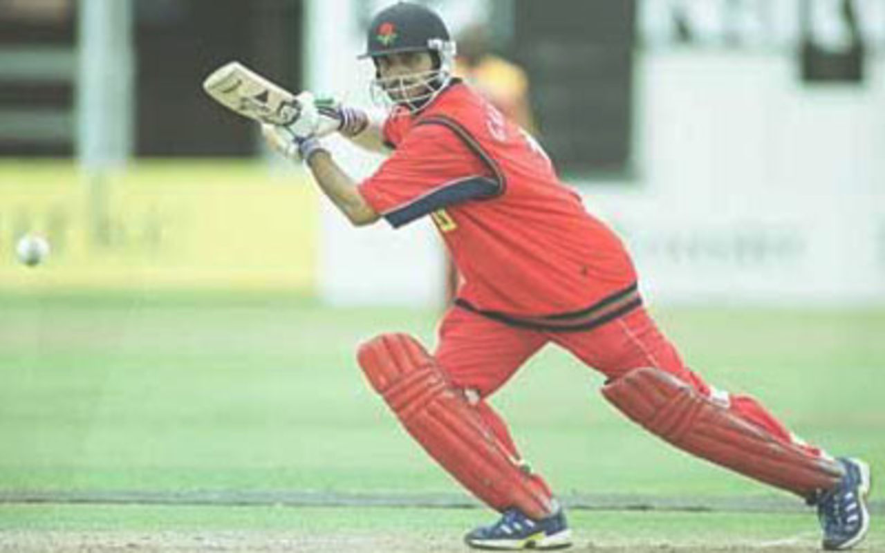 Ganguly times the ball sweetly through the covers, National League Division One, 2000, Leicestershire v Lancashire, Grace Road, Leicester, 23 July 2000.