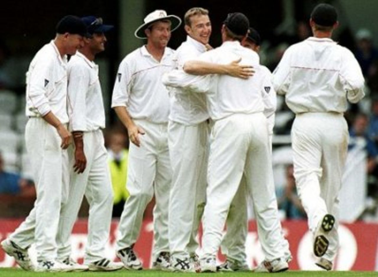 26 Jul 2000: A happy Chris Schofield of Lancashire after bowling out Surrey captain Adam Hollioake for seventeen one of his four wickets during the match between Surrey and Lancashire in the Quarter-Final of the NatWest Trophy at the Foster's Oval, London.
