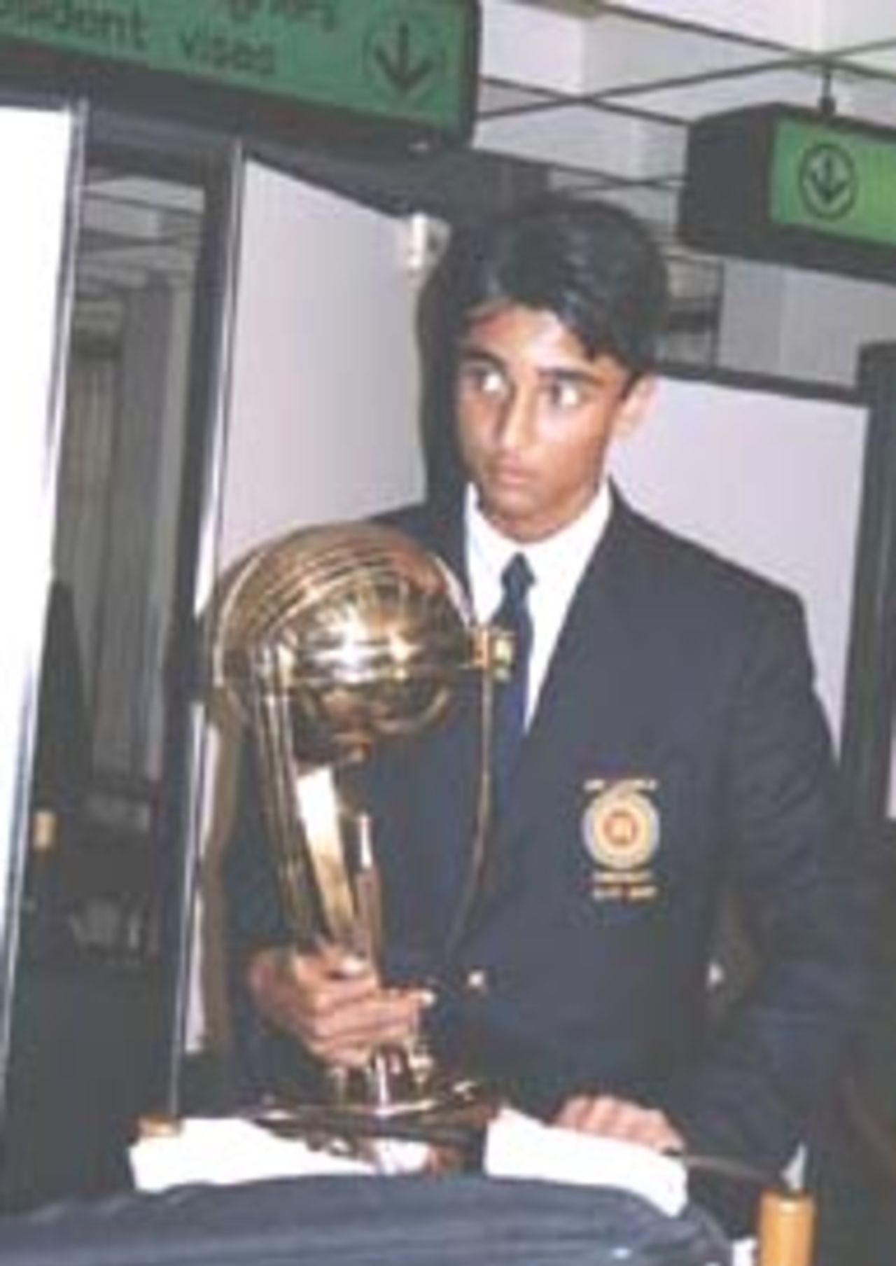 Jehan Jayasuriya, captain of the victorious U-17 team, poses with the trophy. ICC Under-17s Asia Cup 2000/01, Pakistan Under-17s v Sri Lanka Under-17s National Stadium, Karachi, 25 July 2000