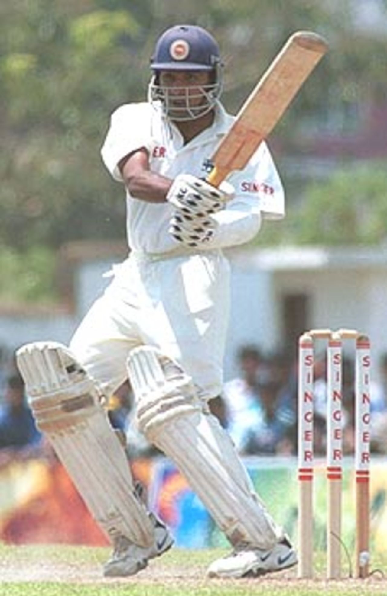 Mahela Jayawardane whips the ball through the onside in fine style. South Africa in Sri Lanka 2000/01, 2nd Test, Sri Lanka v South Africa Asgiriya Stadium, Kandy, 30 July-03 August 2000 (Day 2)