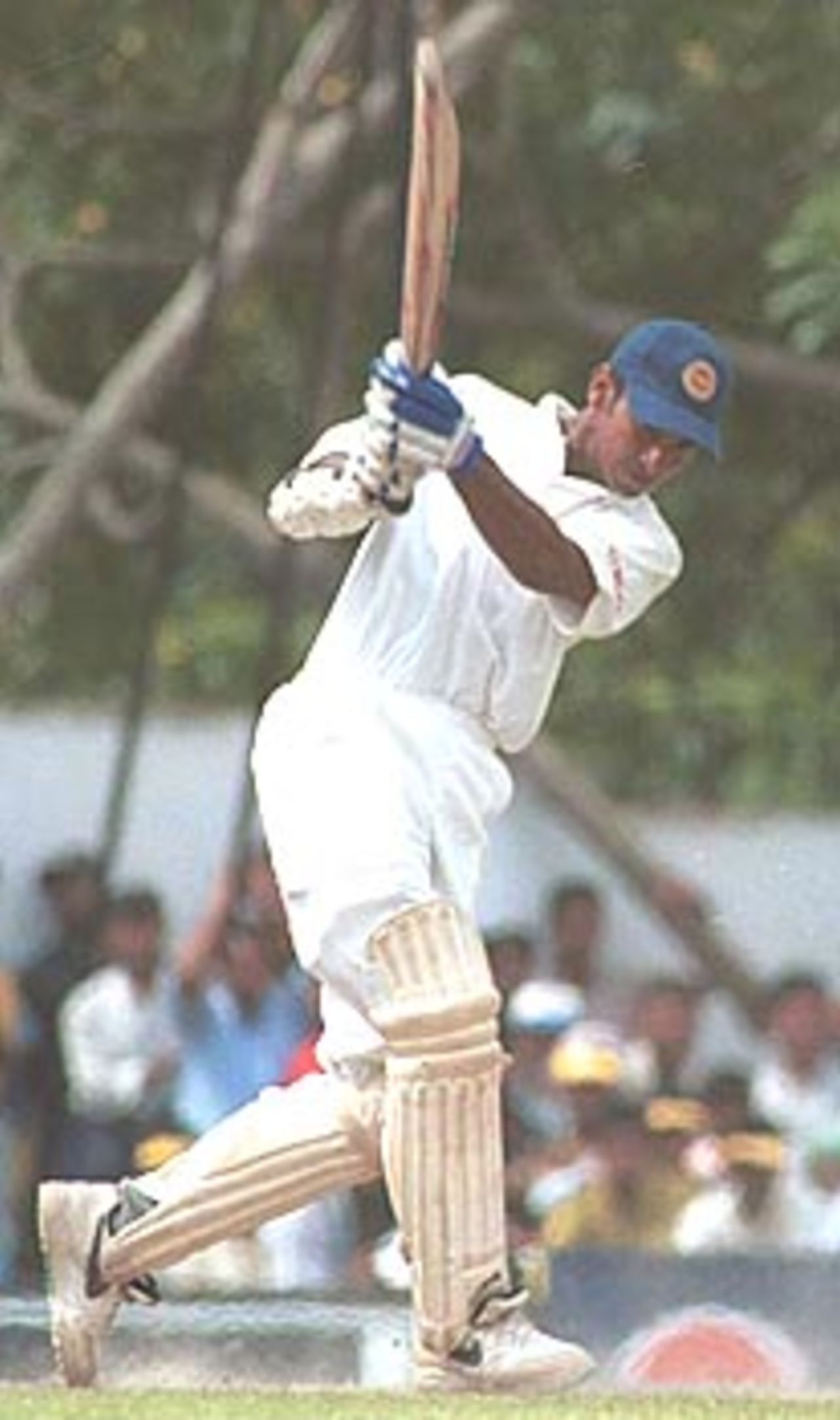 Kumar Sangakkara drives the ball easily through the on side. South Africa in Sri Lanka 2000/01, 2nd Test, Sri Lanka v South Africa Asgiriya Stadium, Kandy, 30 July-03 August 2000 (Day 2)