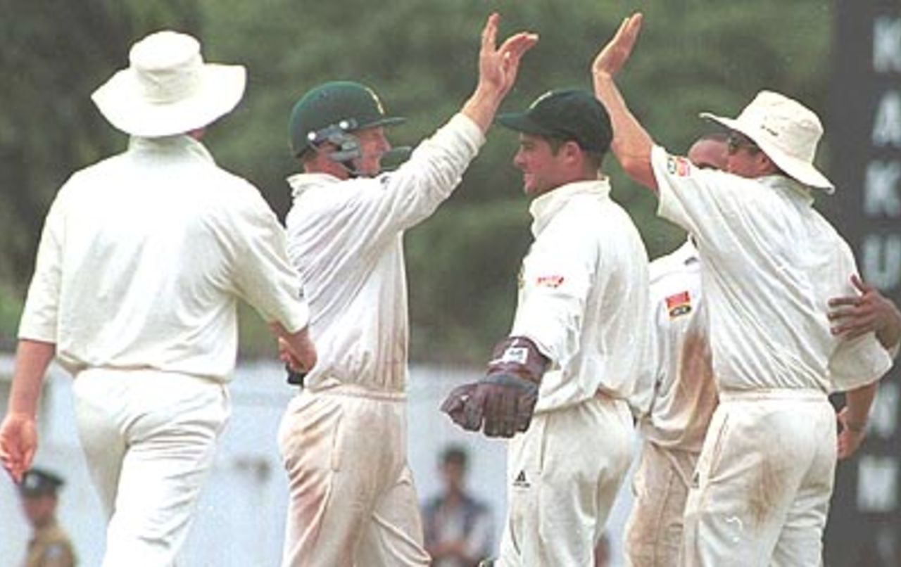 Rare joy for the South Africans in a day that was dominated by Atapattu's century. South Africa in Sri Lanka 2000/01, 2nd Test, Sri Lanka v South Africa Asgiriya Stadium, Kandy, 30 July-03 August 2000 (Day 2)