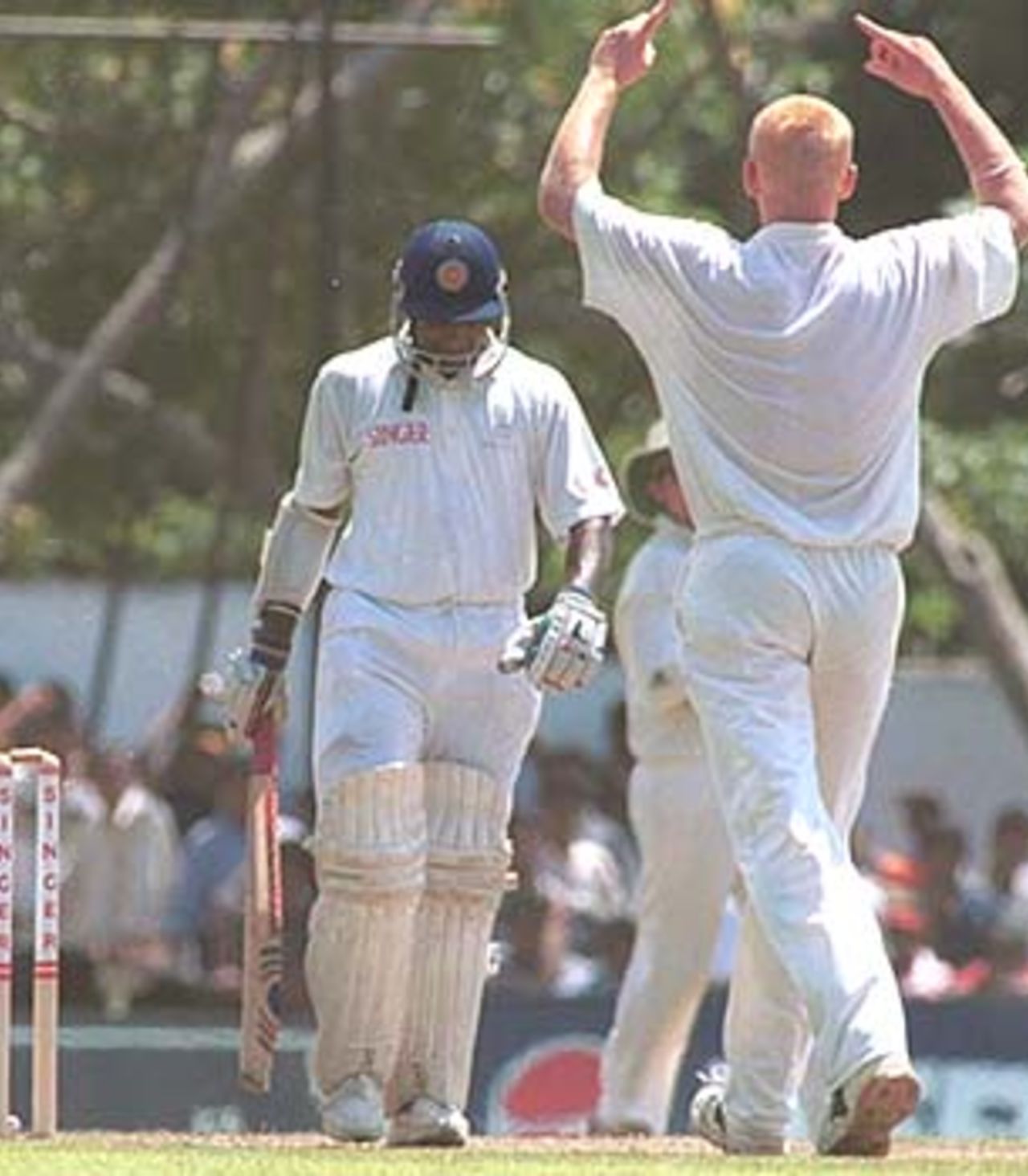 Hayward exults after dismissing Lankan captain Sanath Jayasuriya. South Africa in Sri Lanka 2000/01, 2nd Test, Sri Lanka v South Africa Asgiriya Stadium, Kandy, 30 July-03 August 2000 (Day 2)