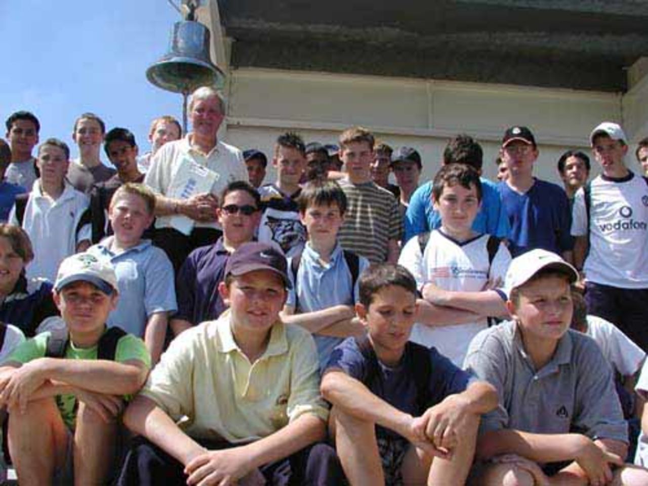 Alan Rowe, Hampshire's Youth Development Officer shows the boys of St.John's School around the Rose Bowl.