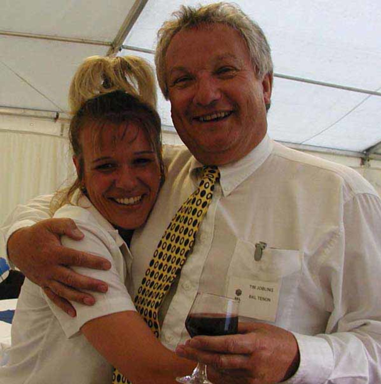 Tim Joblin major sponsor of BKL Tenon with happy bar lady