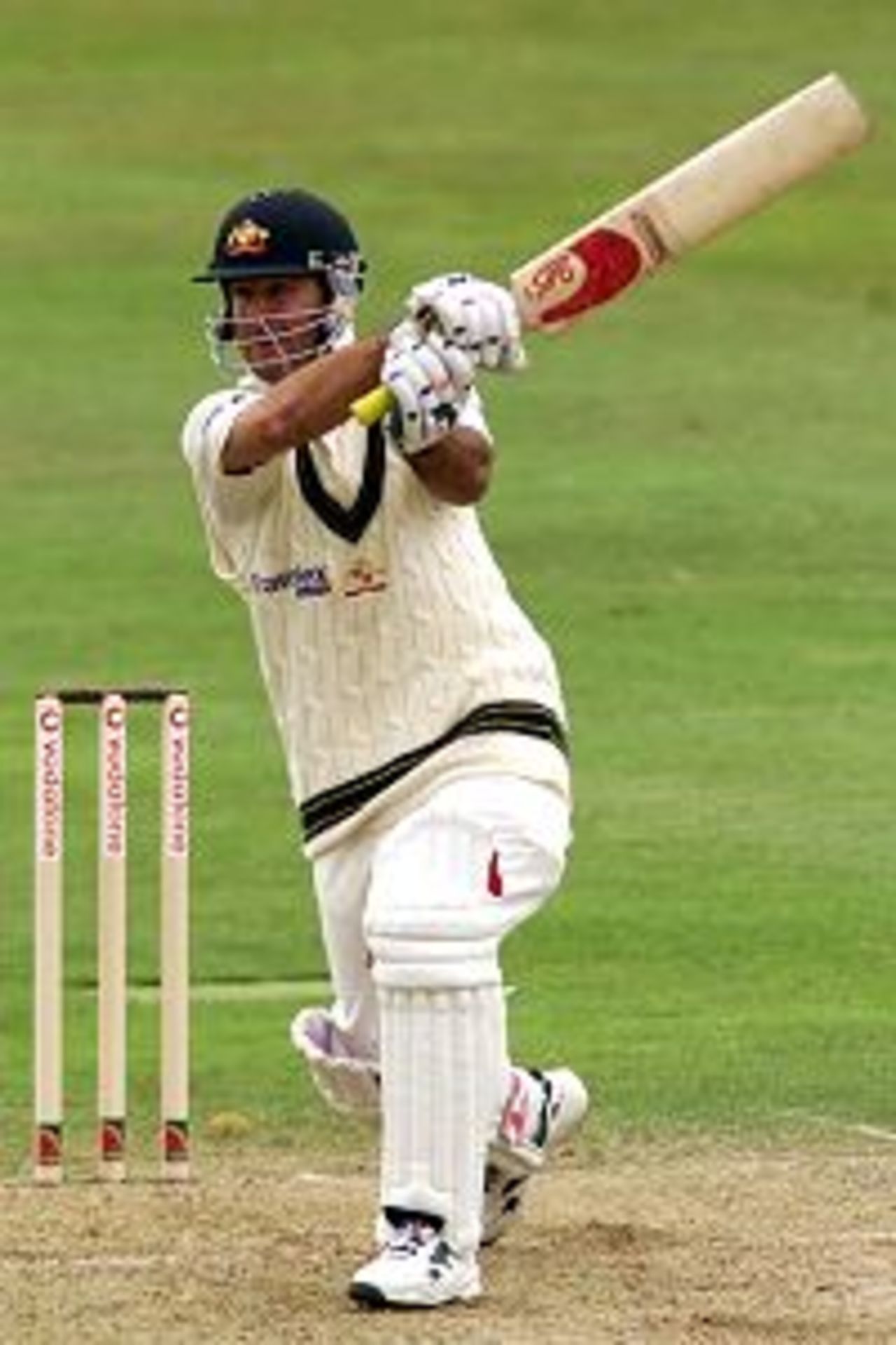 Ricky Ponting of Australia hits a four to bring up his hundred, during day one of the tour match between Somerset and Australia, played at Somerset County Ground, Taunton, England.