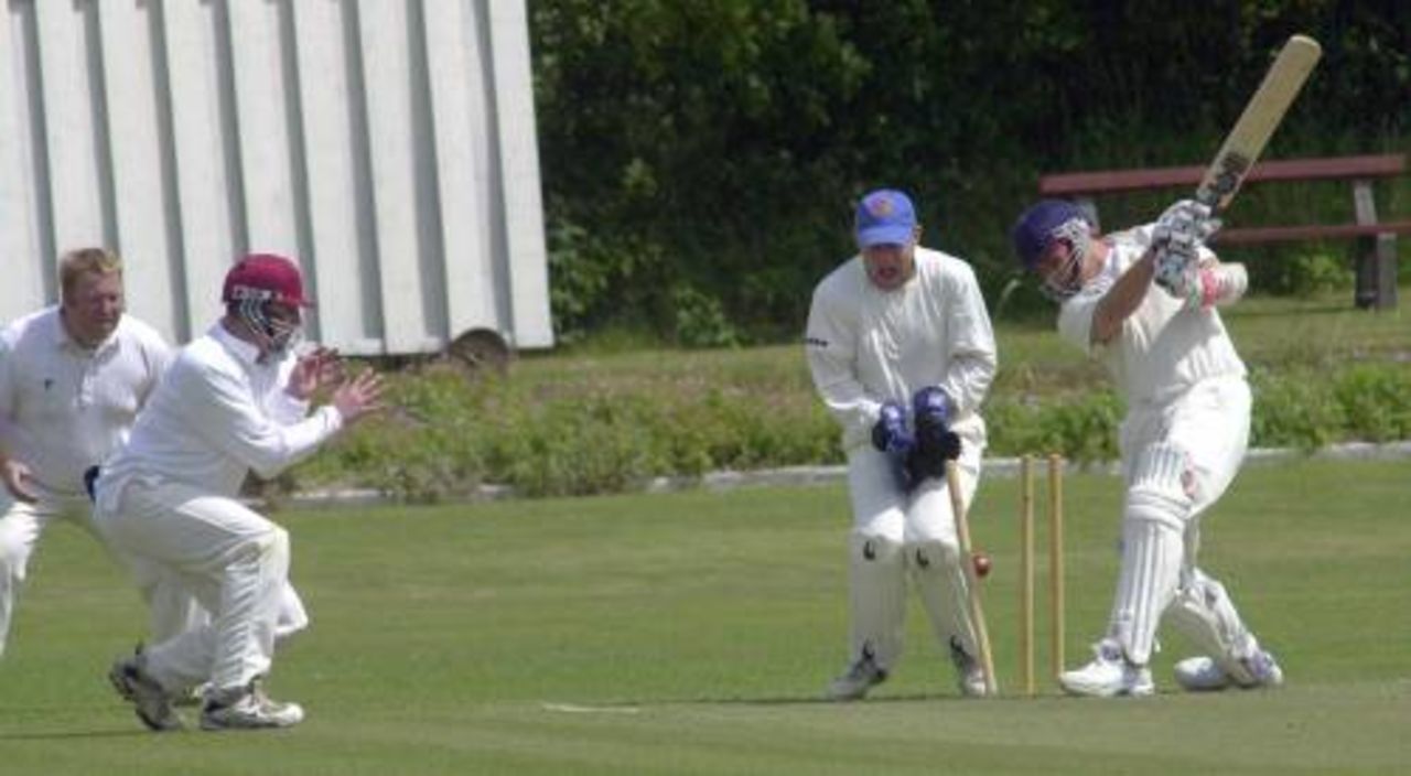 Stuart Priestley is bowled by Mujtaba