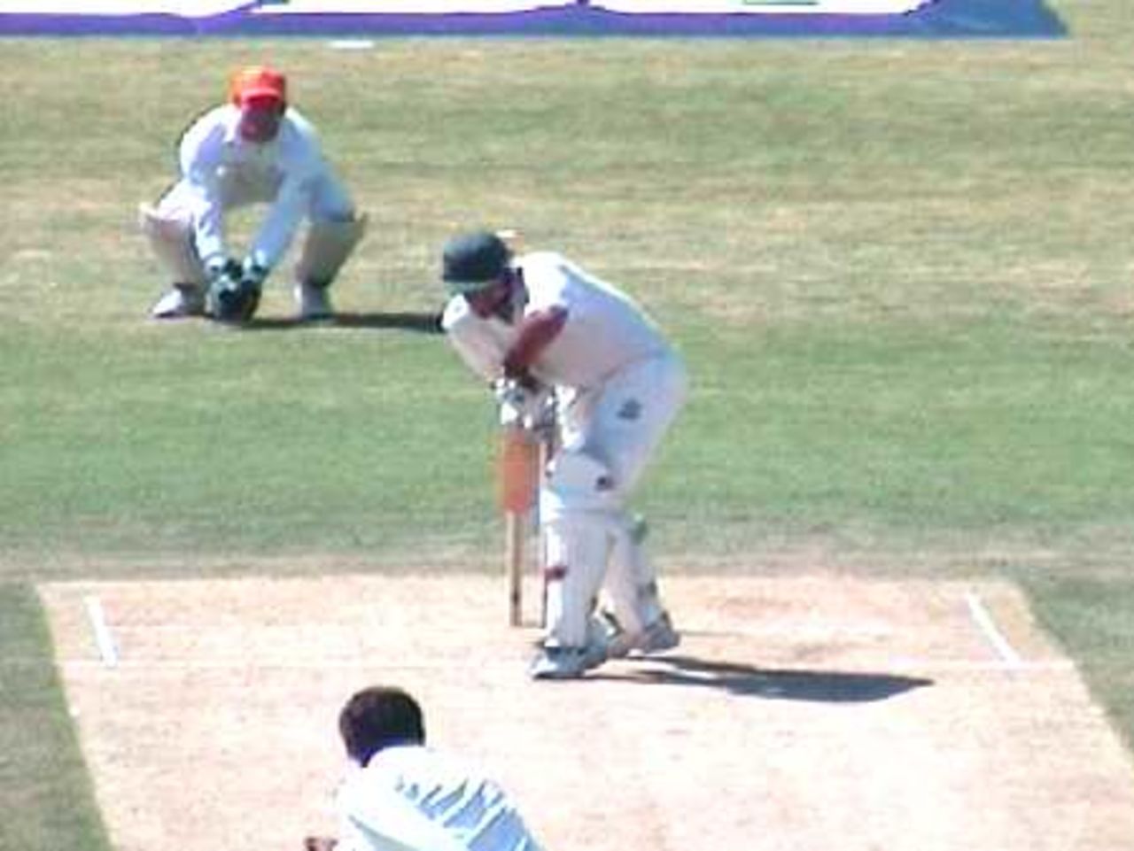 Namibia opening batsman, D Keulder, on his way to 24  in the ICCT 2001 Final