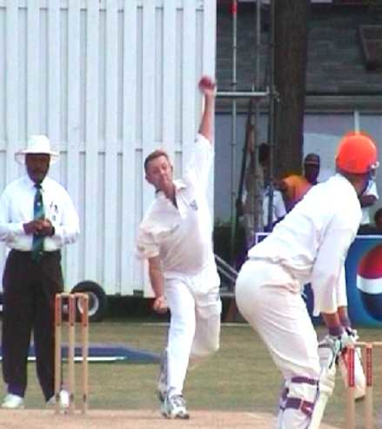 J Louw, Namibia, delivering in the ICCT 2001 Final