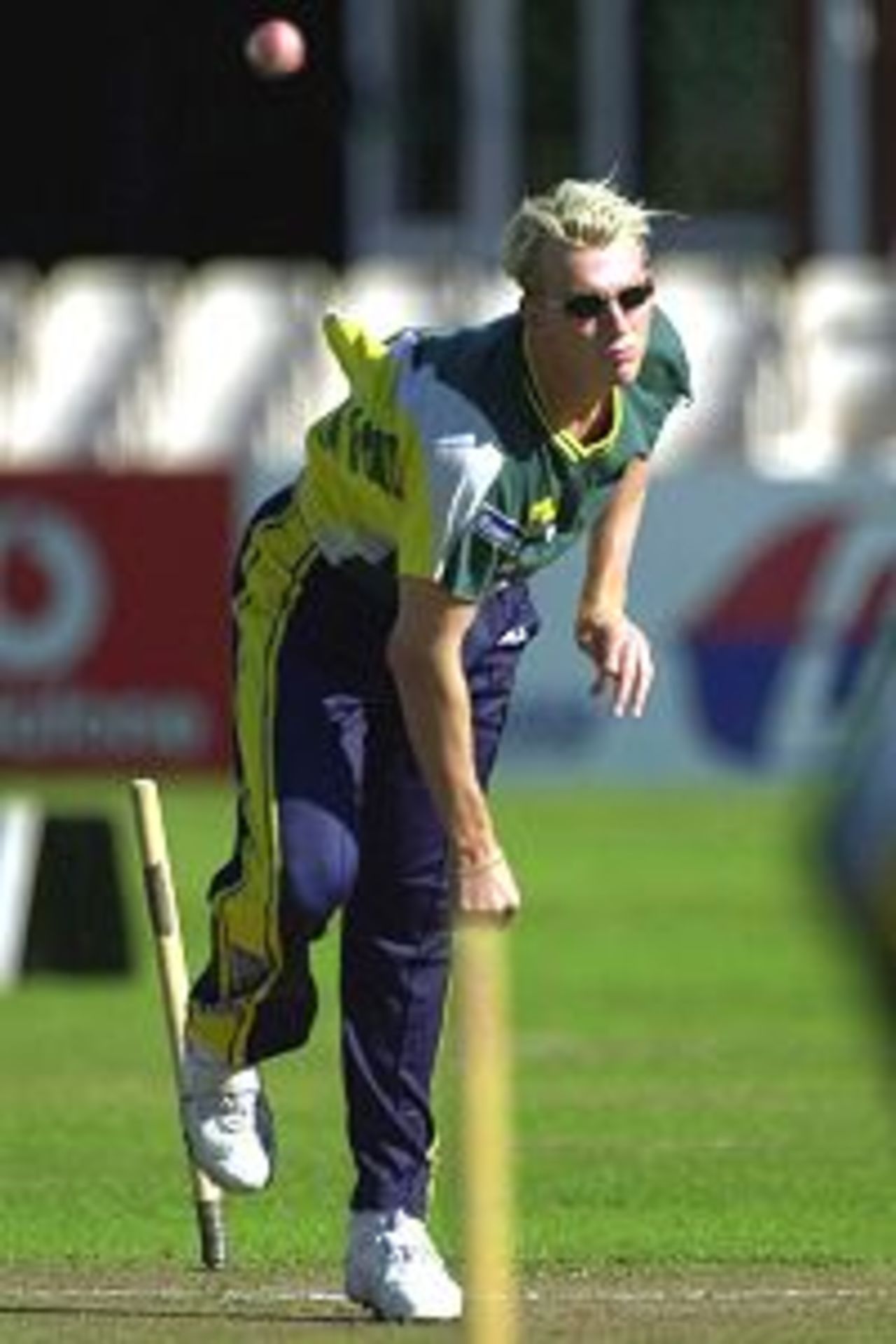 Brett Lee of Australia has a bowl in the nets during the Somerset v Australia Vodafone Challenge match at the County Ground, Taunton, Somerset