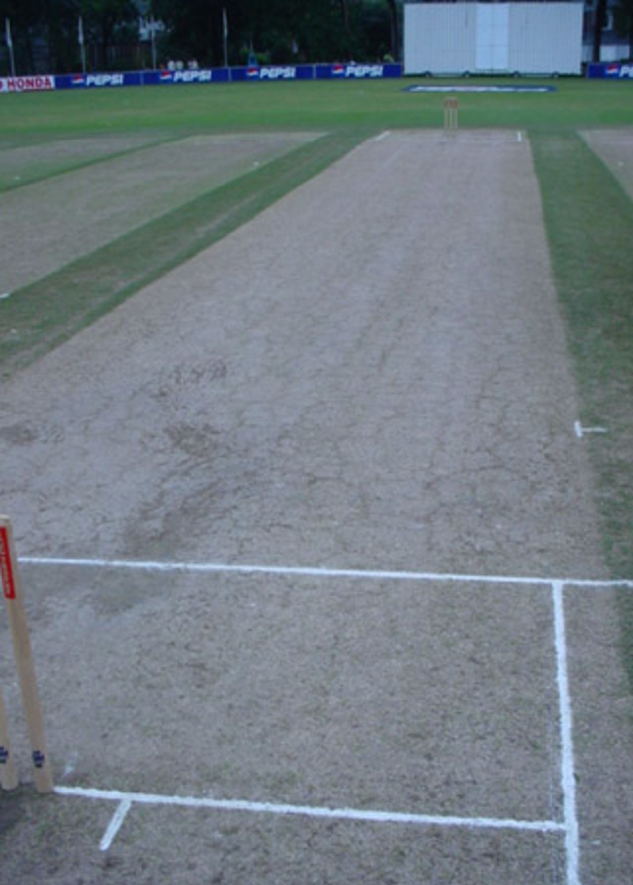 The pitch before the ICC Trophy World Cup Qualifying Final. ICC Trophy 2001: Canada v Scotland at Toronto Cricket, Skating and Curling Club, 17 July 2001.
