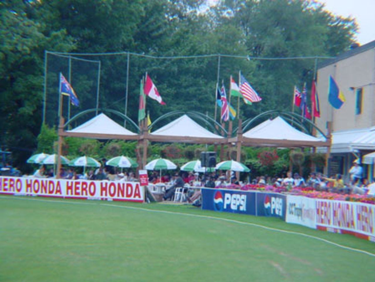 Members of the Toronto Cricket, Skating and Curling Club watch the ICC Trophy World Cup Qualifying Final. ICC Trophy 2001: Canada v Scotland, Toronto Cricket, Skating and Curling Club, 17 July 2001.
