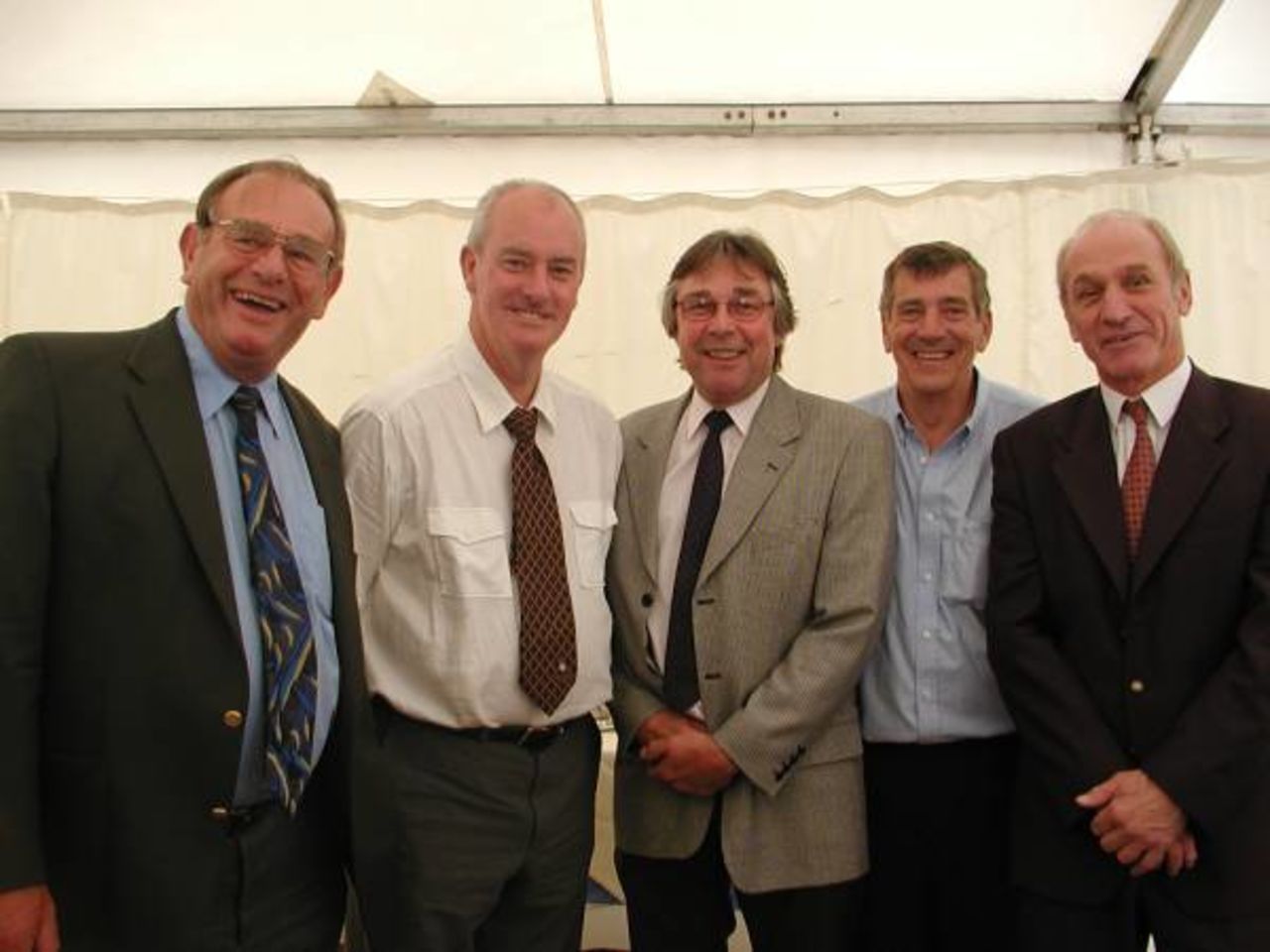 Butch White, Peter Haslop, Alan Castell, Colin Wilson (Club & Ground) and Bryan Timms at the reunion.
