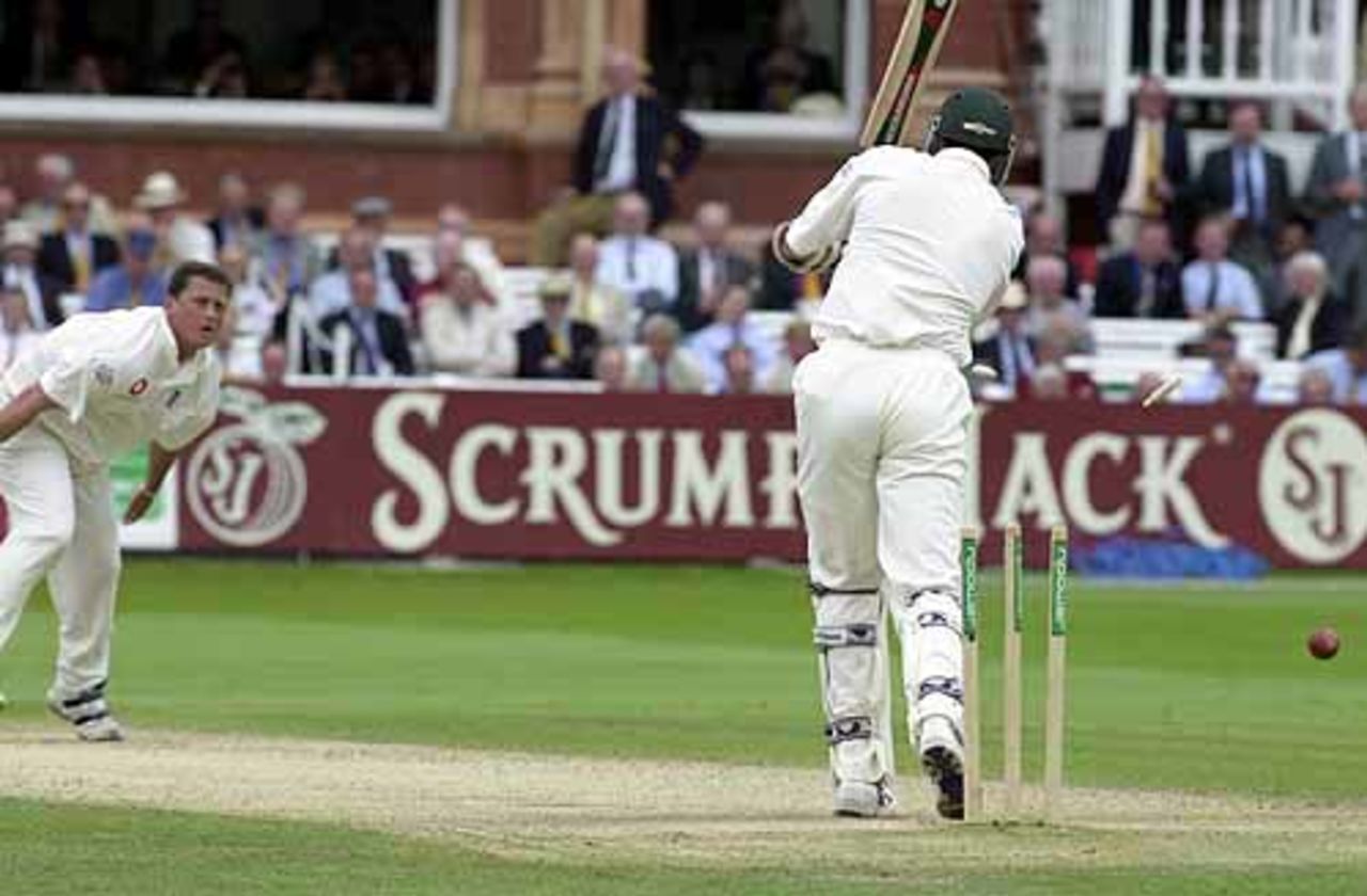 Gillespie is bowled by Darren Gough, England v Australia, The Ashes 2nd npower Test, Lords, 19-23 July 2001