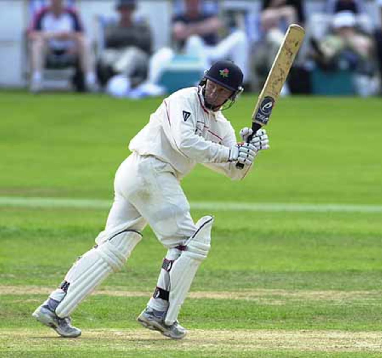 Neil Fairbrother turns a ball round the corner to leg in his innings of 73, C+G Quarter Final, Blackpool, 25 Jul 2001