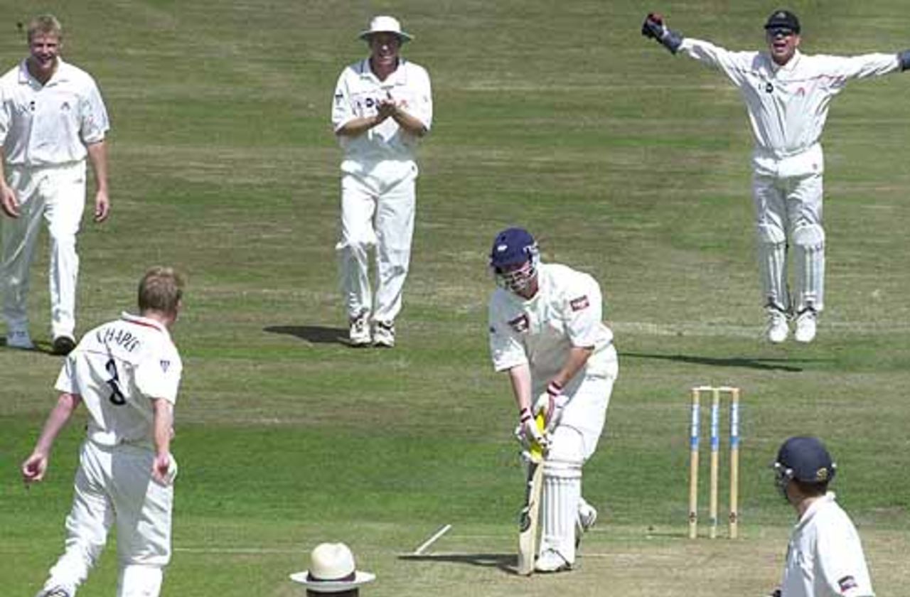 Glen Chapple with a caught and bowled of McGrath, who made no score, CricInfo Championship, 29th July 2001