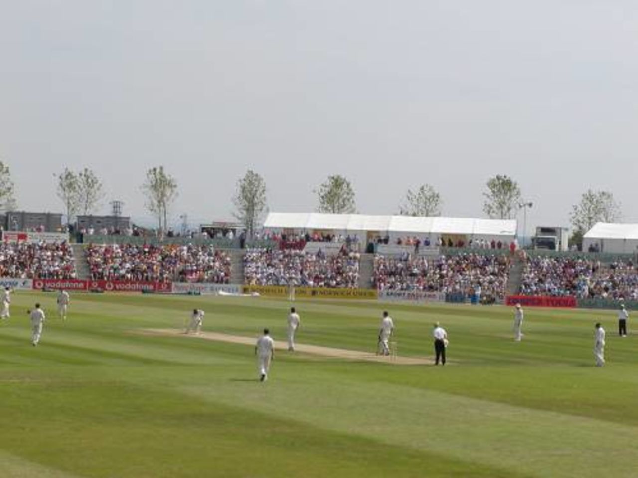 Scene of play in the historic match between Hampshire and Australia.